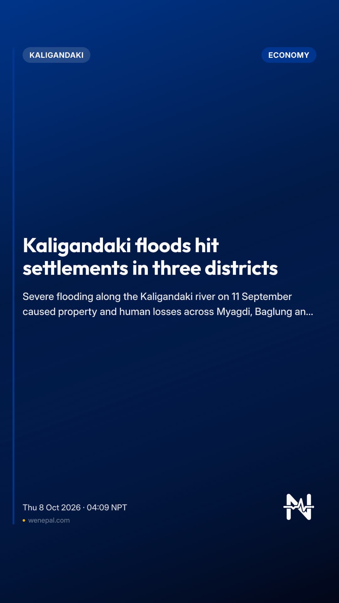Kaligandaki floods hit settlements in three districts