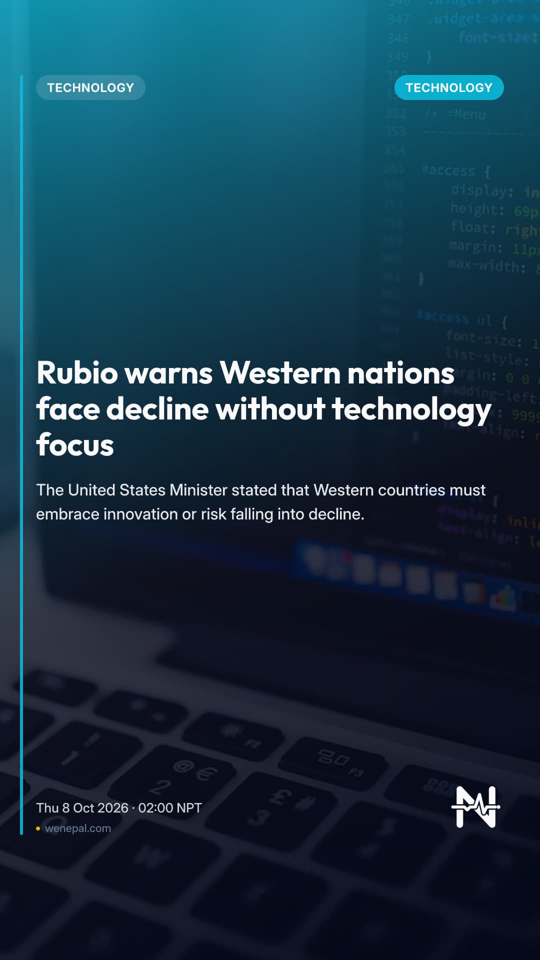 Rubio warns Western nations face decline without technology focus