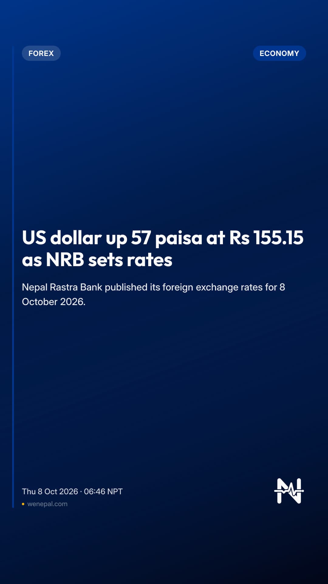 US dollar up 57 paisa at Rs 155.15 as NRB sets rates