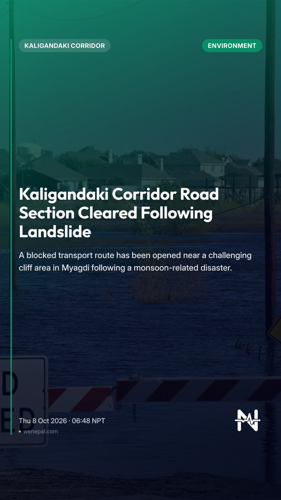 Kaligandaki Corridor Road Section Cleared Following Landslide