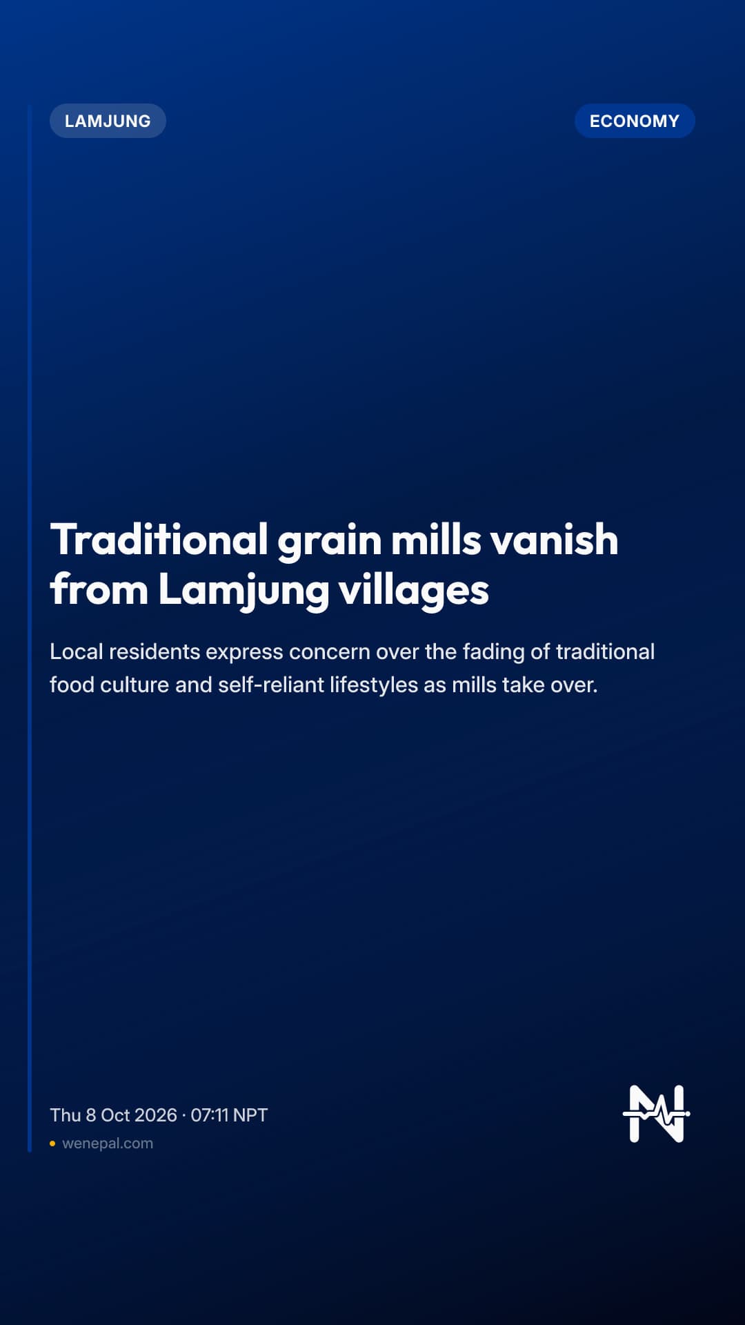 Traditional grain mills vanish from Lamjung villages
