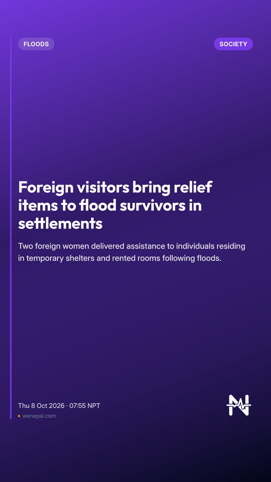 Foreign visitors bring relief items to flood survivors in settlements