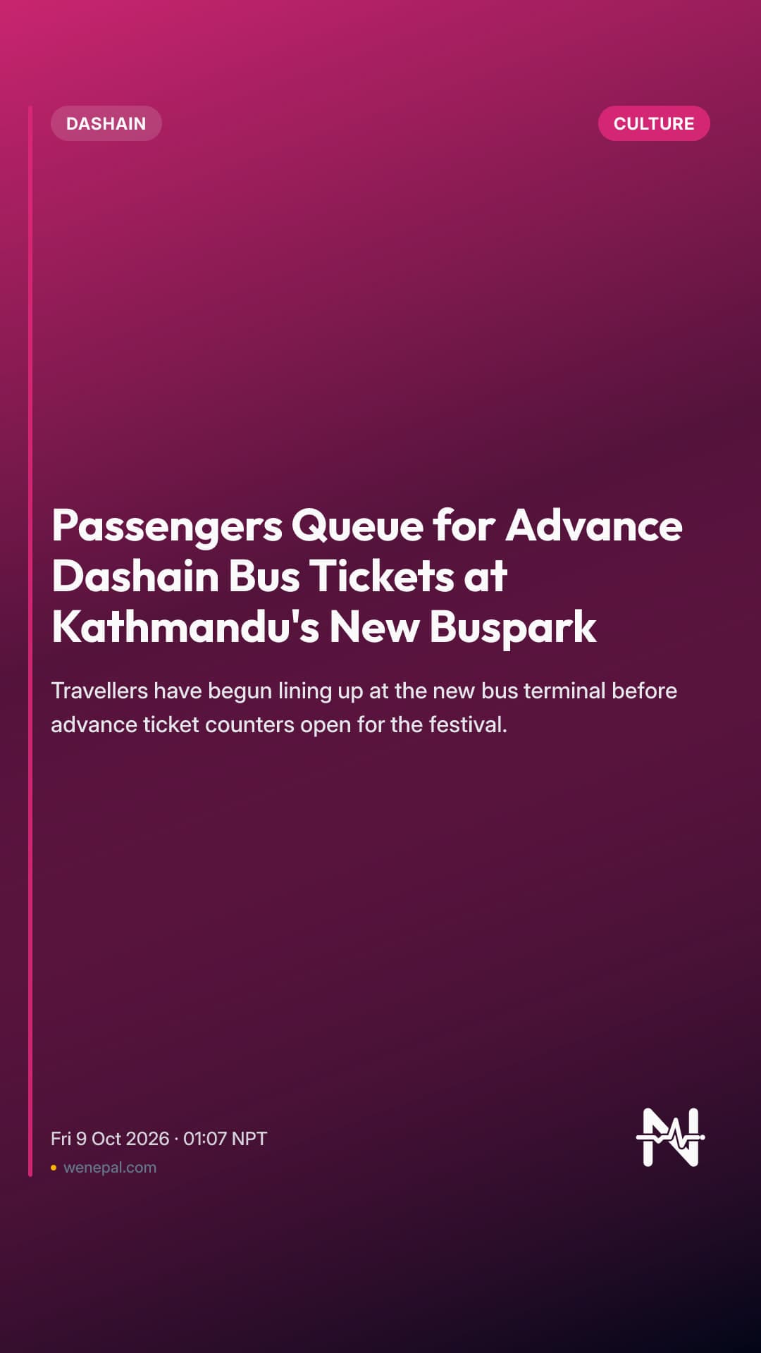 Passengers Queue for Advance Dashain Bus Tickets at Kathmandu's New Buspark