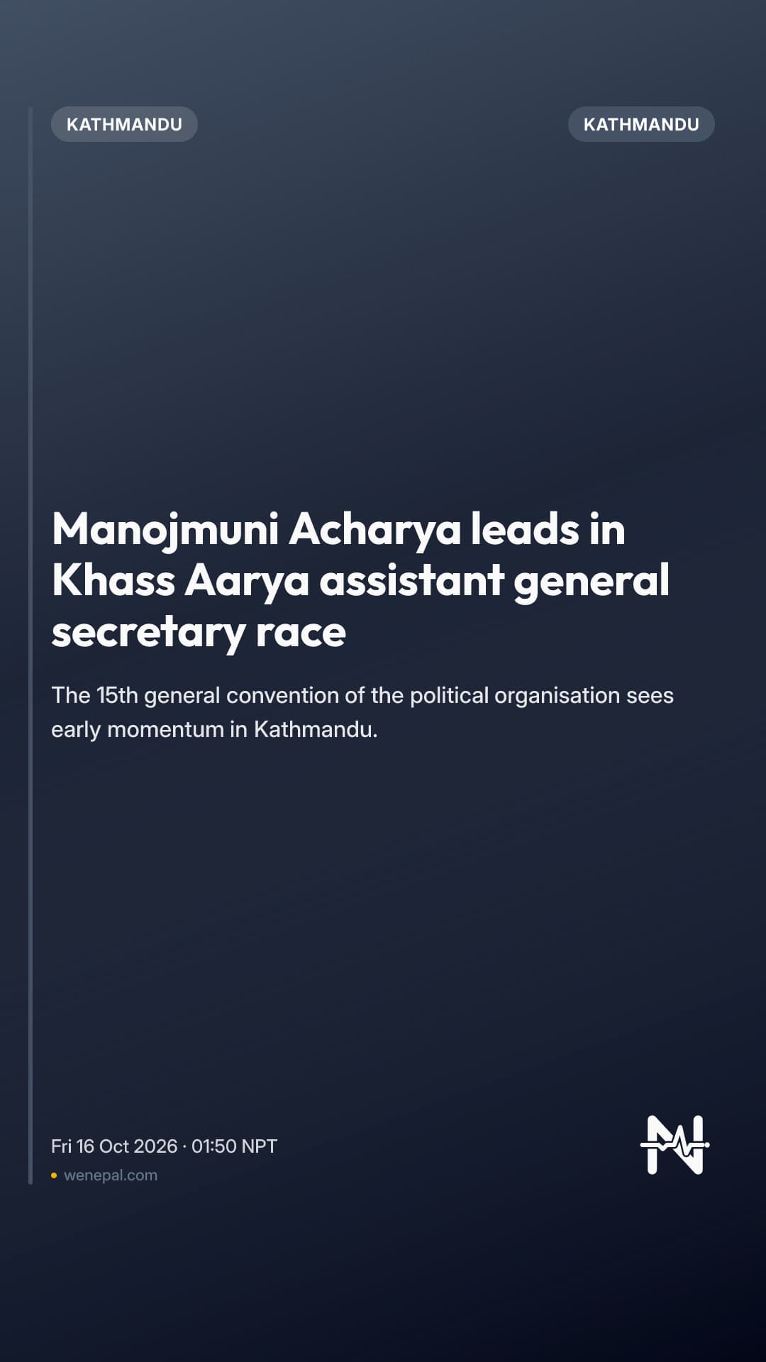 Manojmuni Acharya leads in Khass Aarya assistant general secretary race