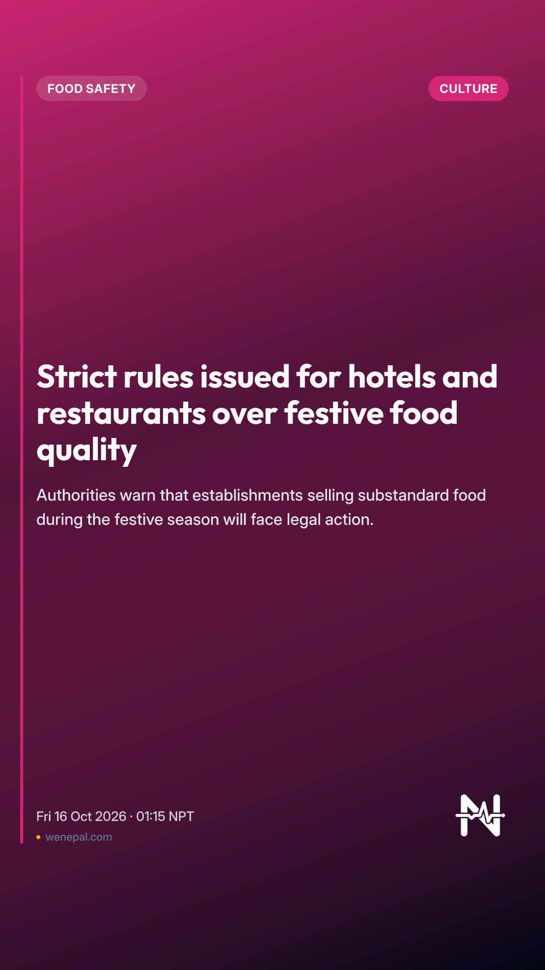Strict rules issued for hotels and restaurants over festive food quality