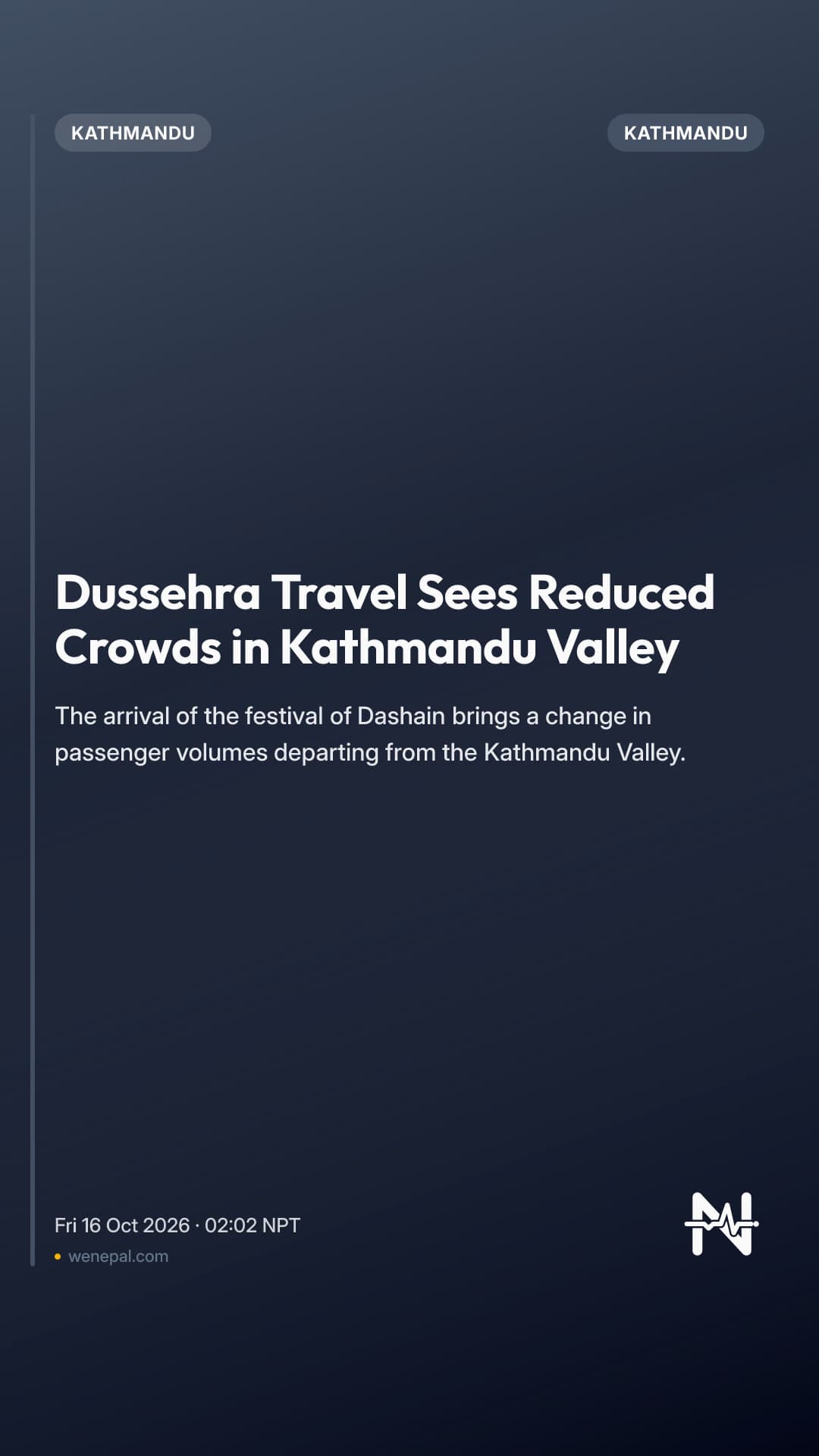 Dussehra Travel Sees Reduced Crowds in Kathmandu Valley