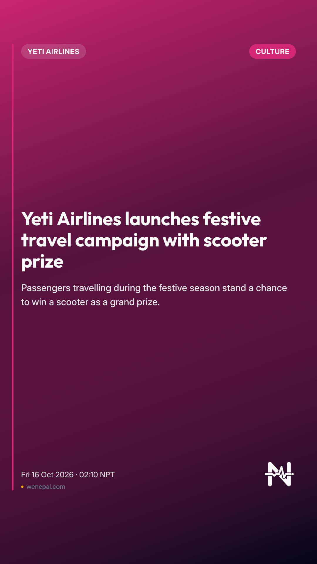 Yeti Airlines launches festive travel campaign with scooter prize