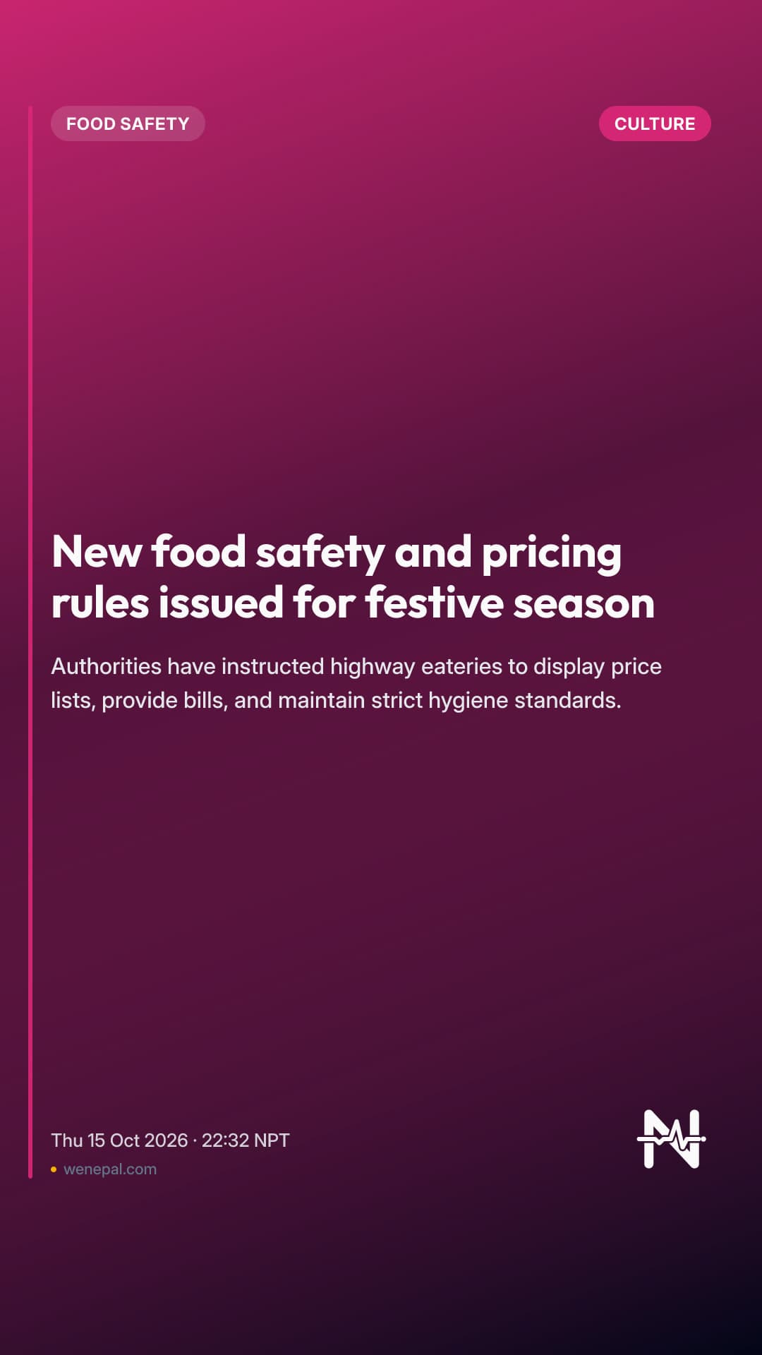 New food safety and pricing rules issued for festive season