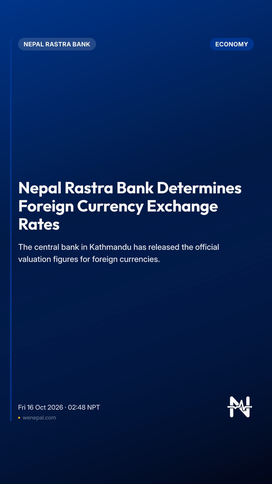 Nepal Rastra Bank Determines Foreign Currency Exchange Rates