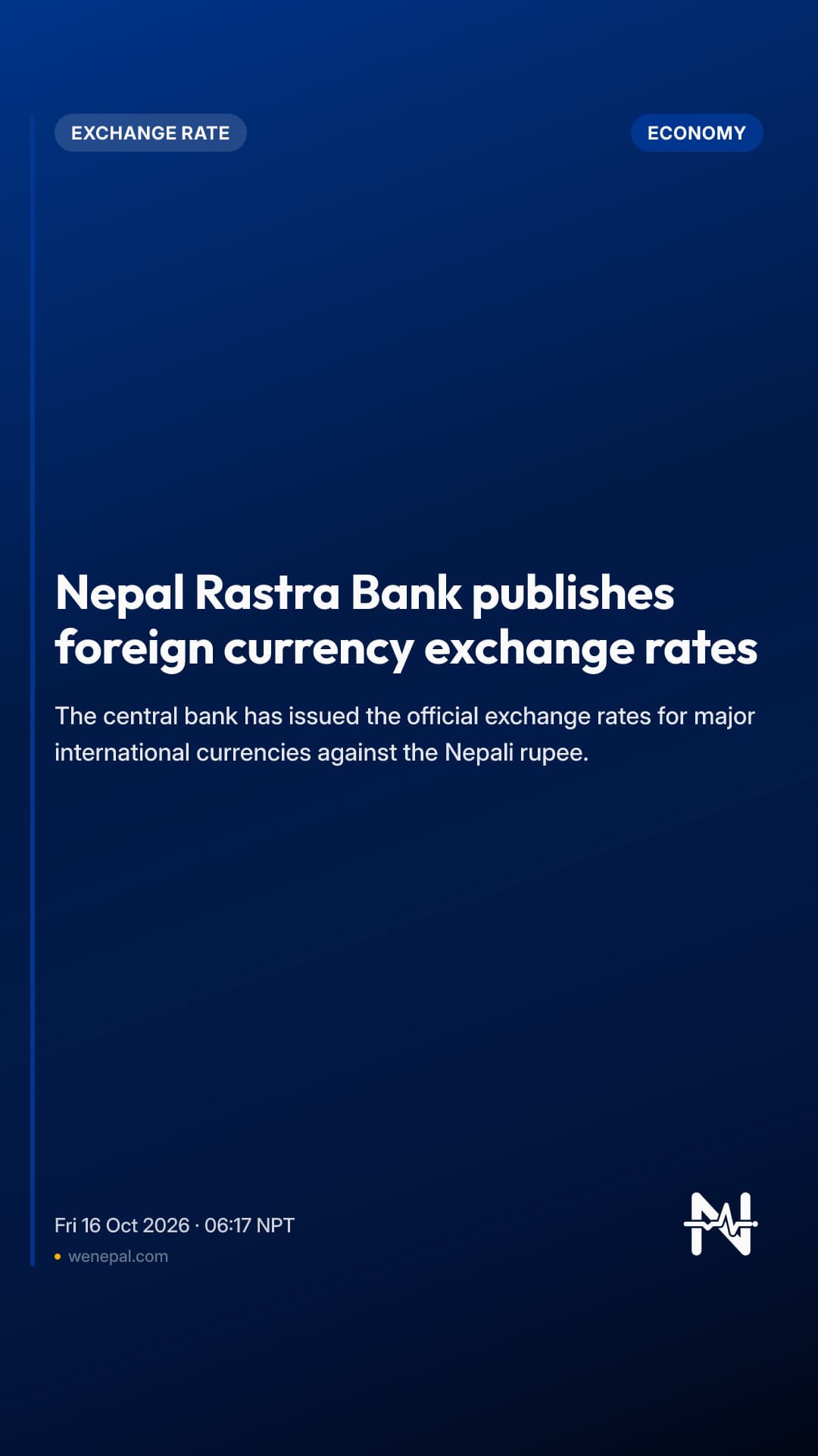 Nepal Rastra Bank publishes foreign currency exchange rates