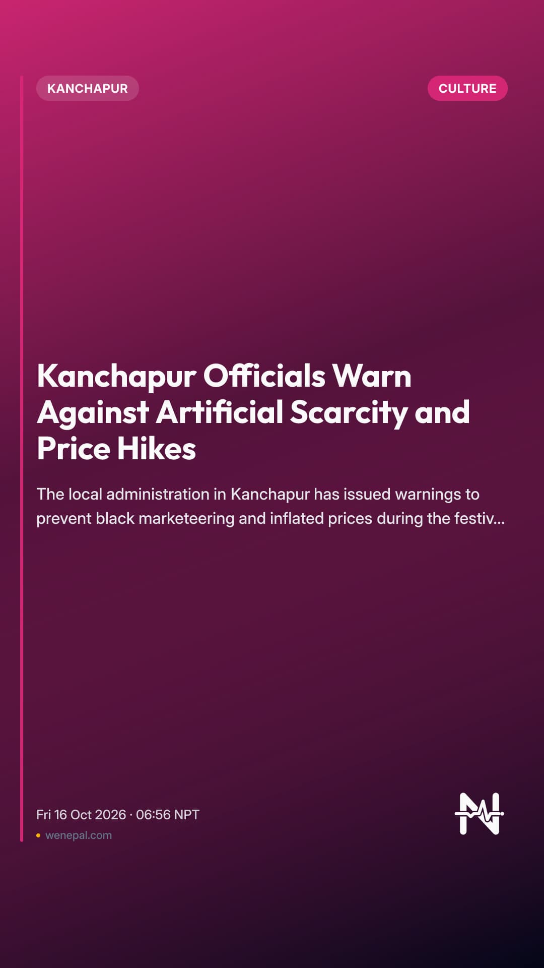 Kanchapur Officials Warn Against Artificial Scarcity and Price Hikes