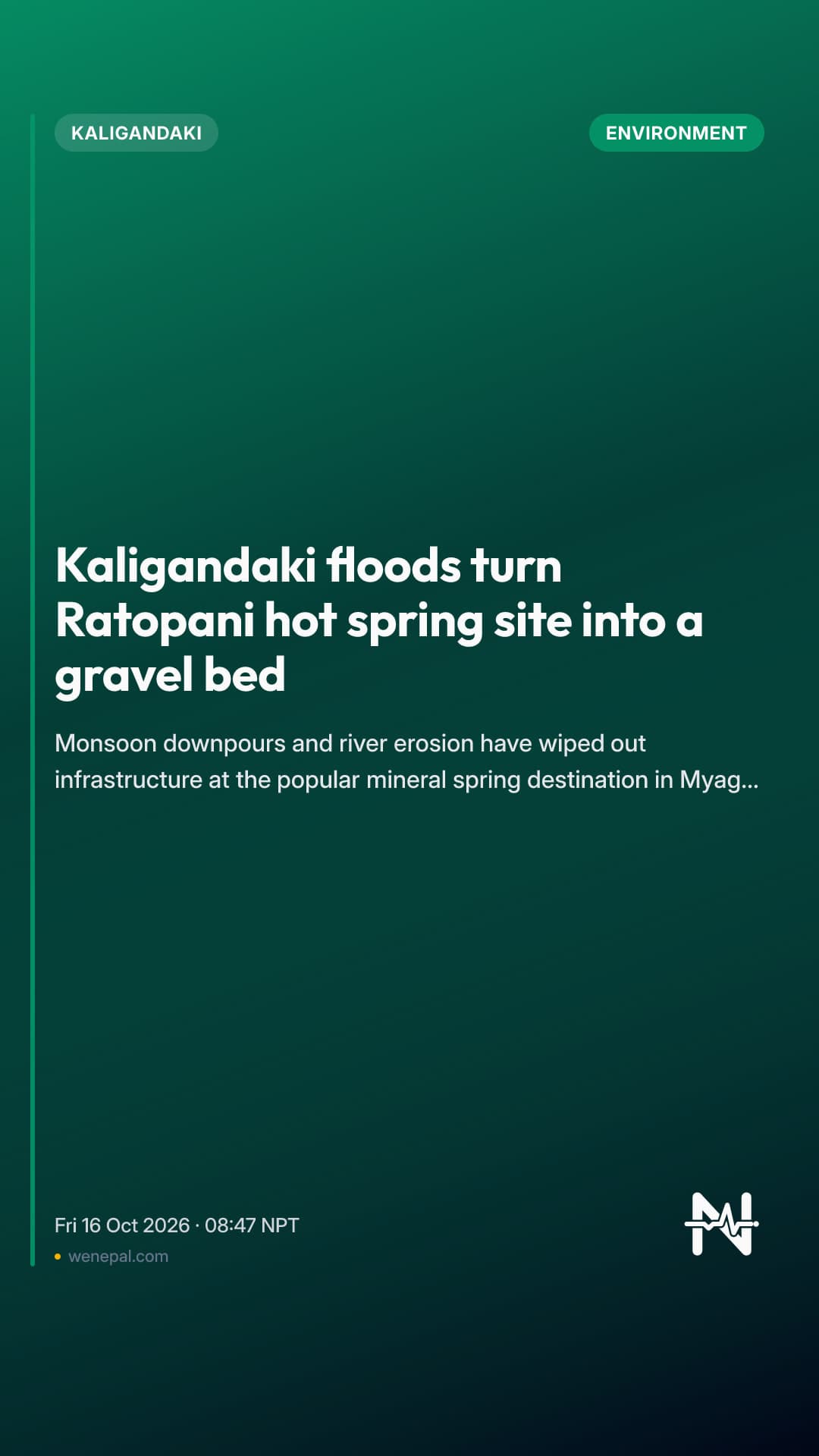 Kaligandaki floods turn Ratopani hot spring site into a gravel bed