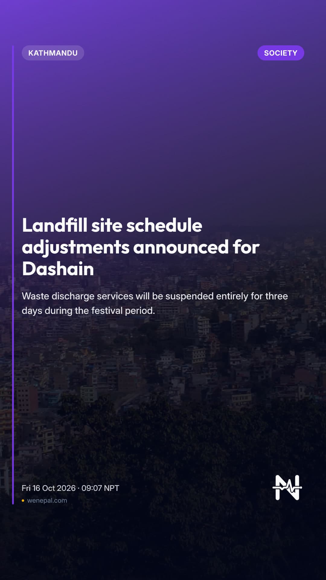 Landfill site schedule adjustments announced for Dashain