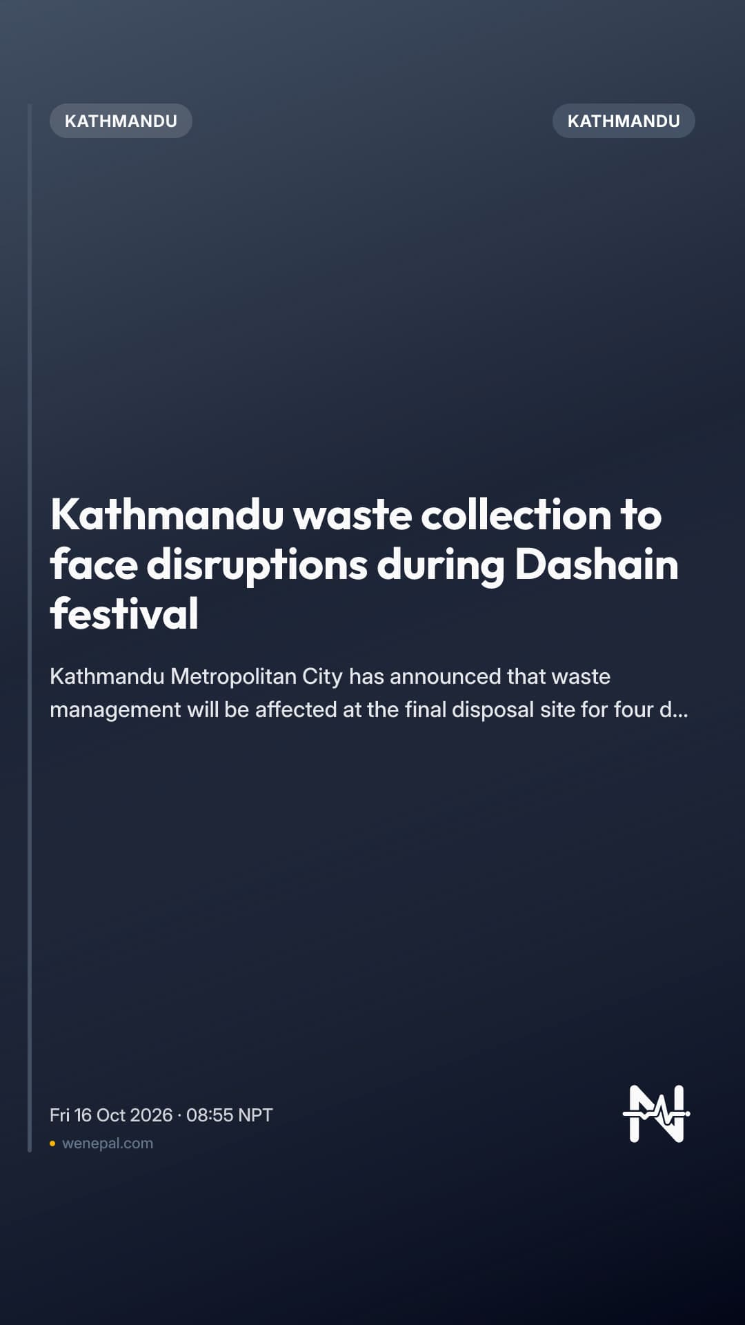 Kathmandu waste collection to face disruptions during Dashain festival