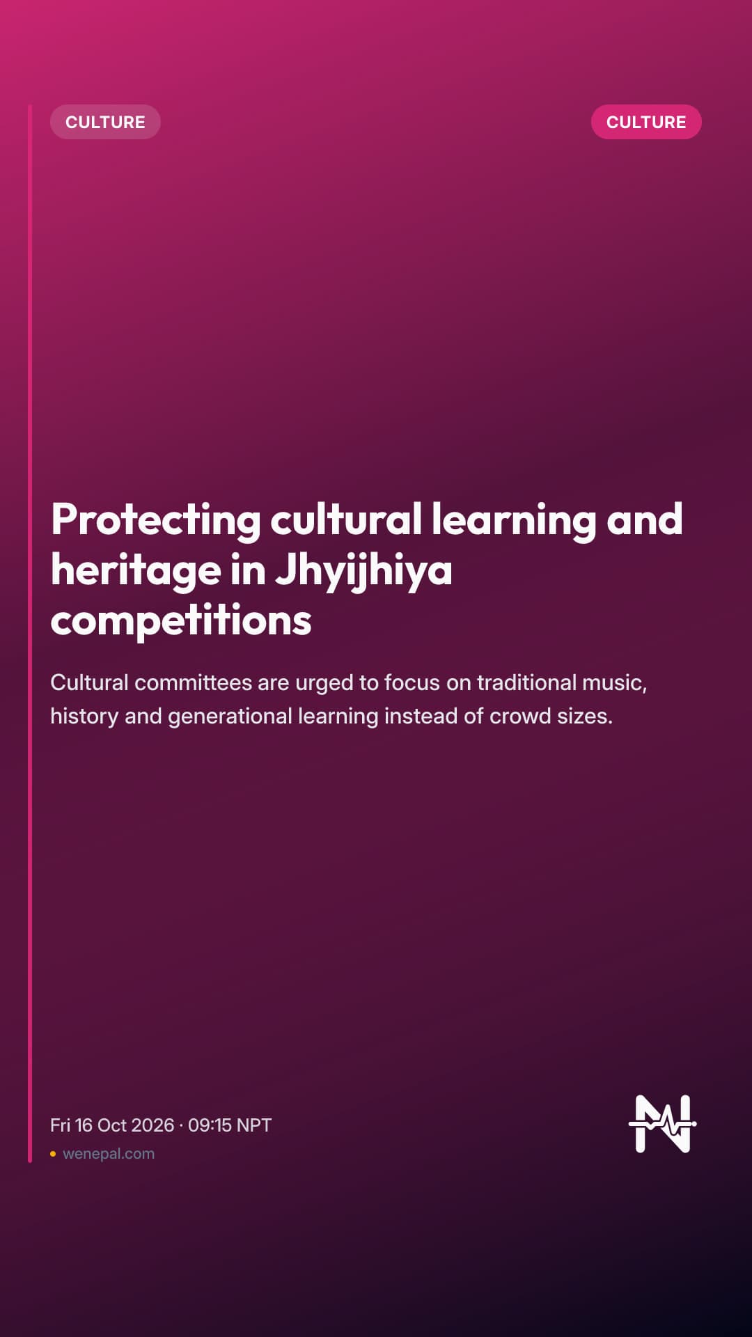 Protecting cultural learning and heritage in Jhyijhiya competitions