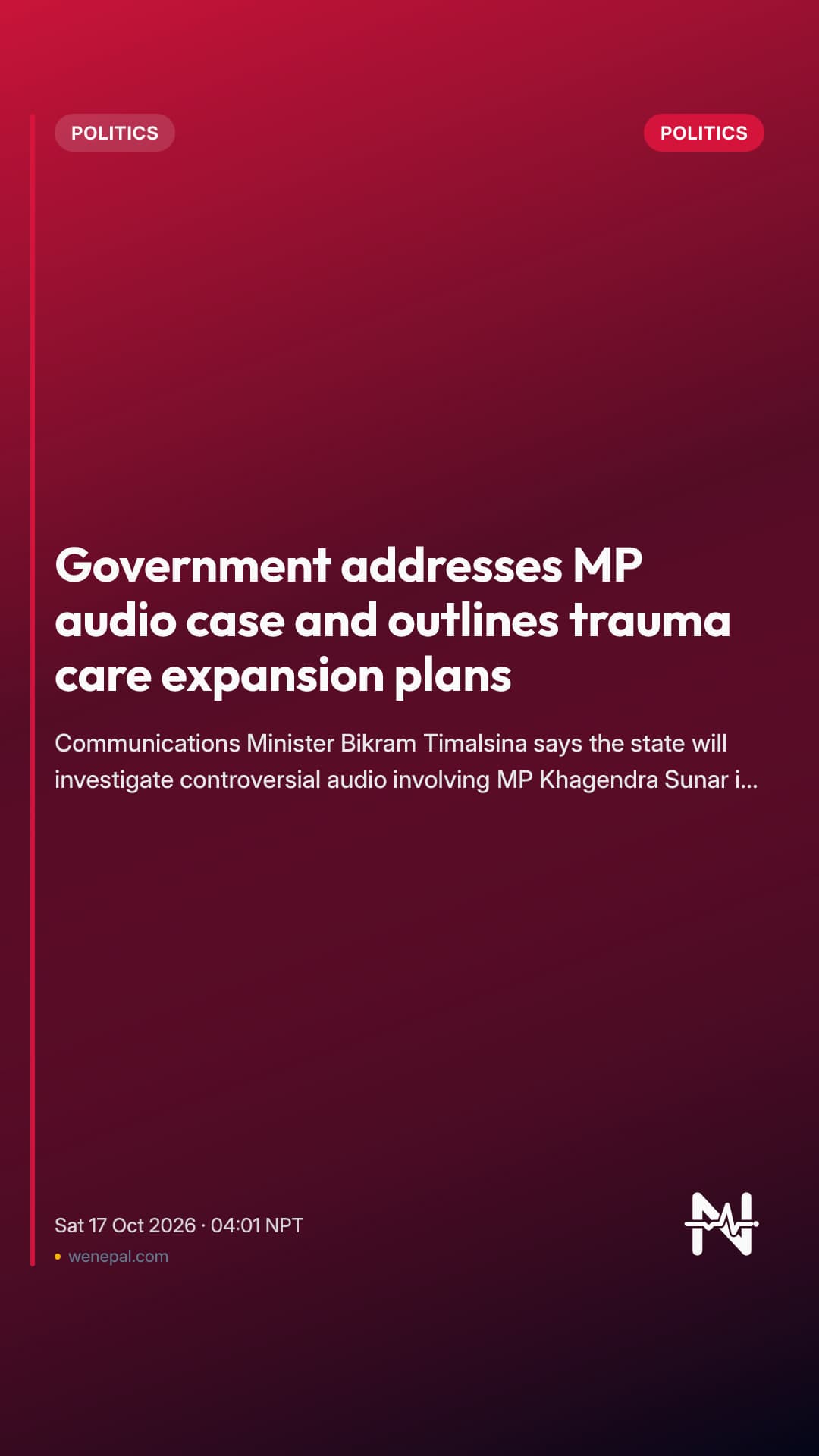 Government addresses MP audio case and outlines trauma care expansion plans