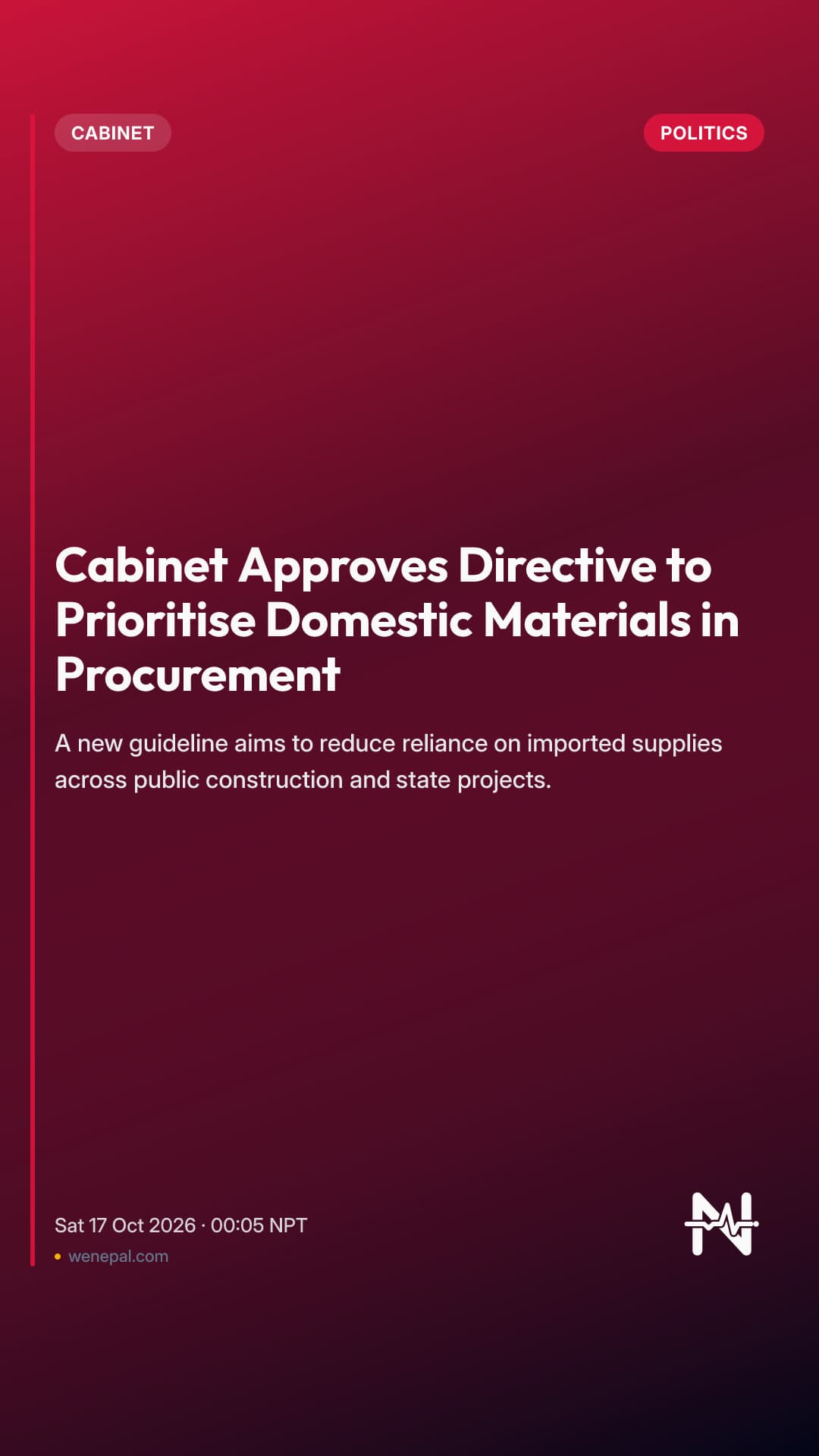 Cabinet Approves Directive to Prioritise Domestic Materials in Procurement