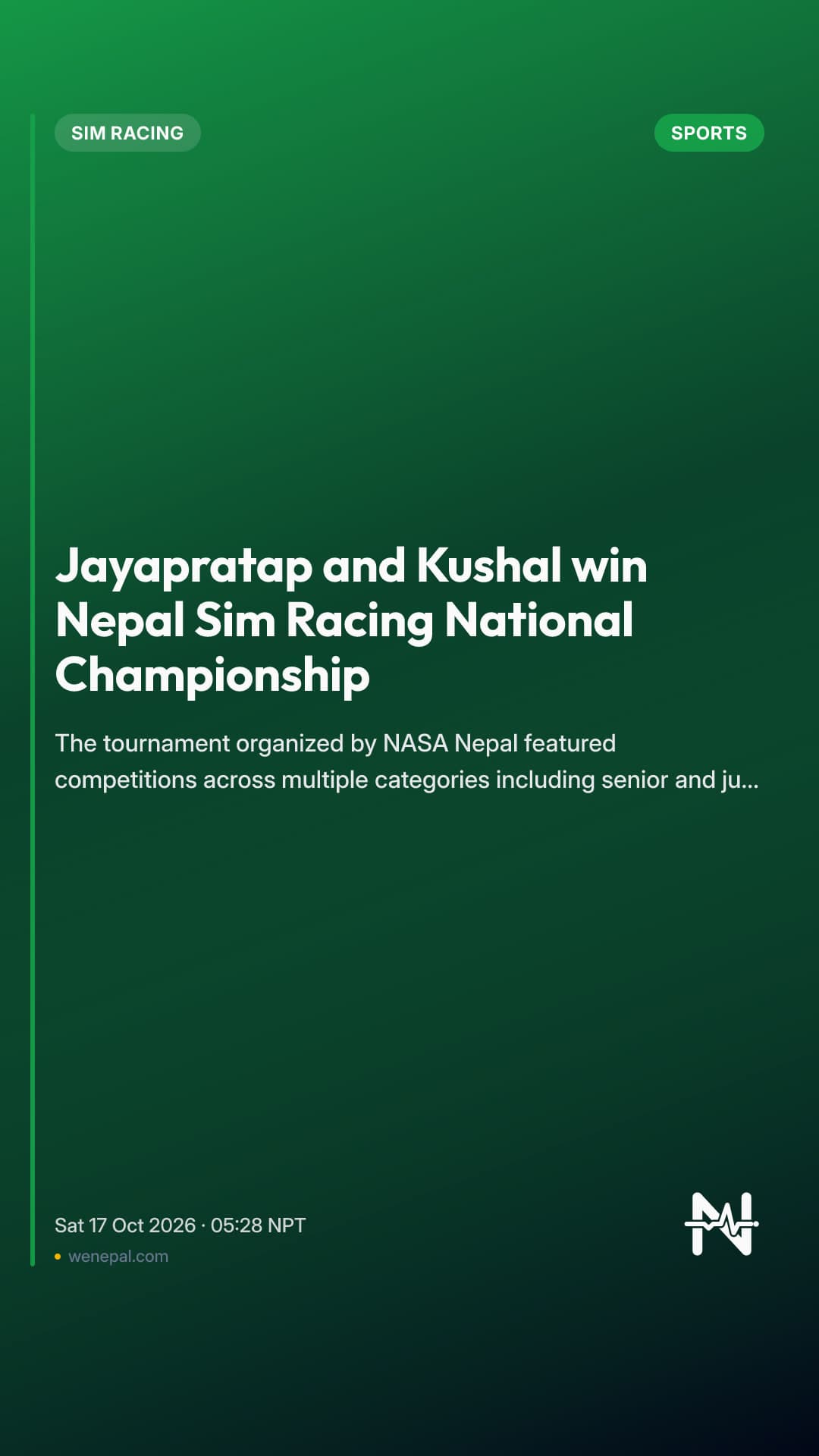 Jayapratap and Kushal win Nepal Sim Racing National Championship