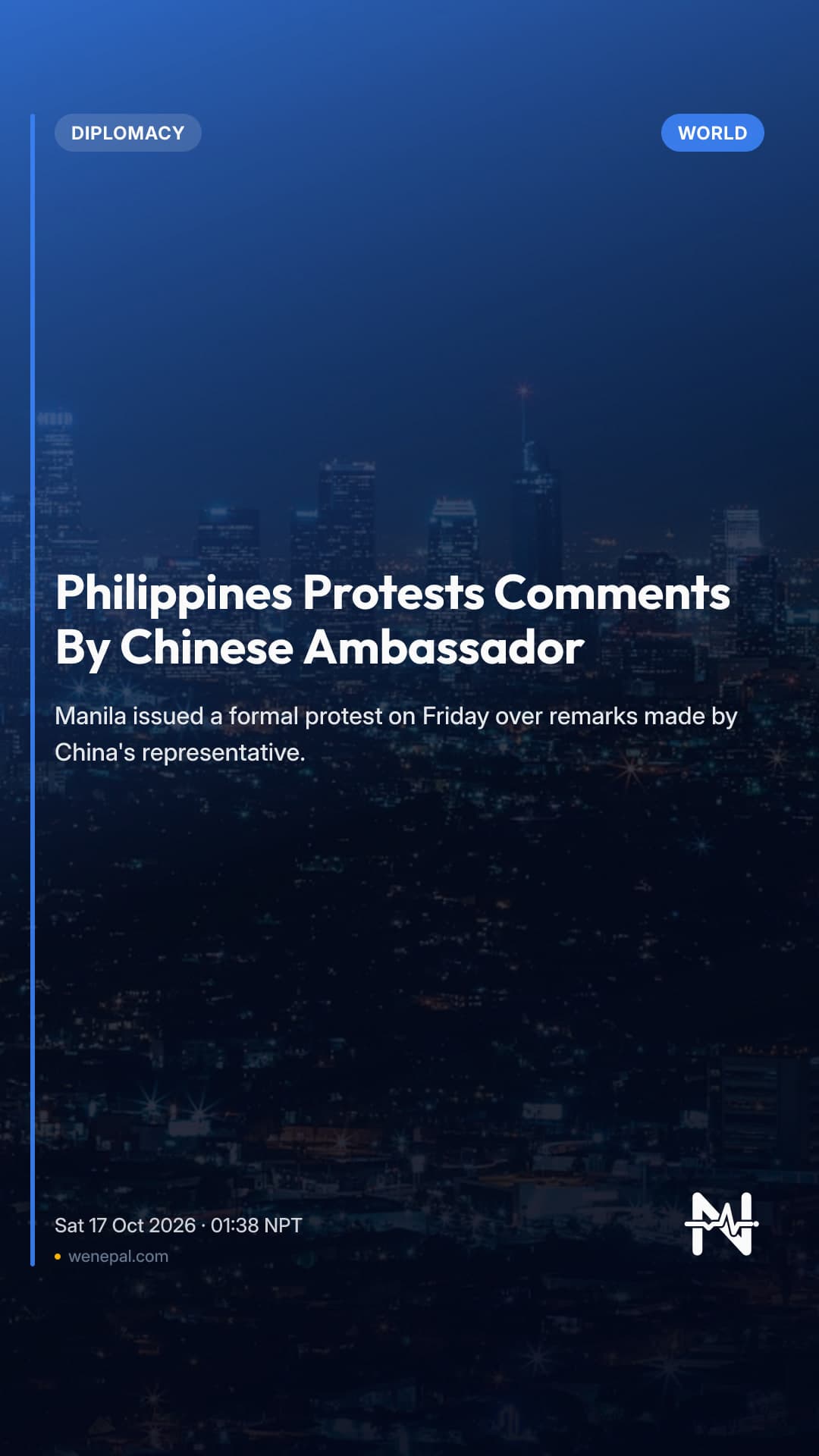 Philippines Protests Comments By Chinese Ambassador