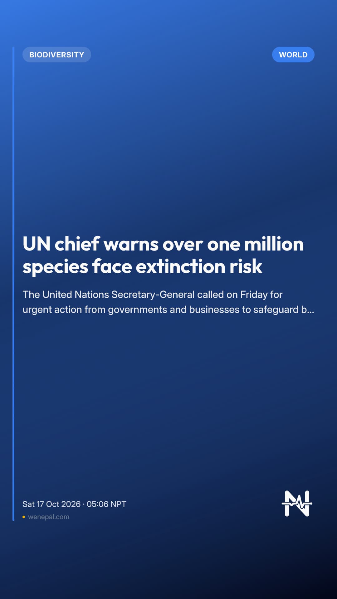 UN chief warns over one million species face extinction risk