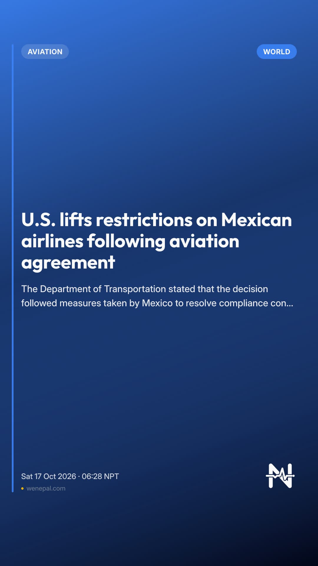 U.S. lifts restrictions on Mexican airlines following aviation agreement