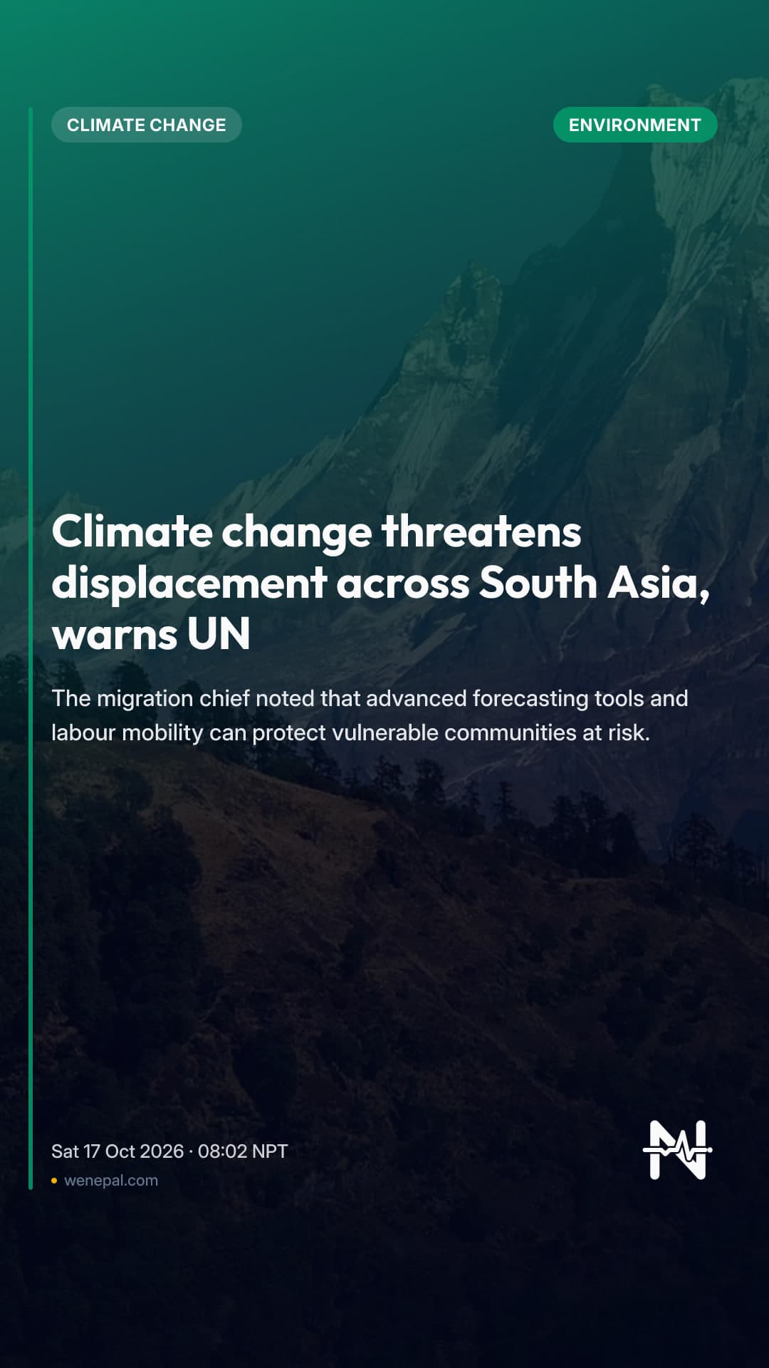 Climate change threatens displacement across South Asia, warns UN