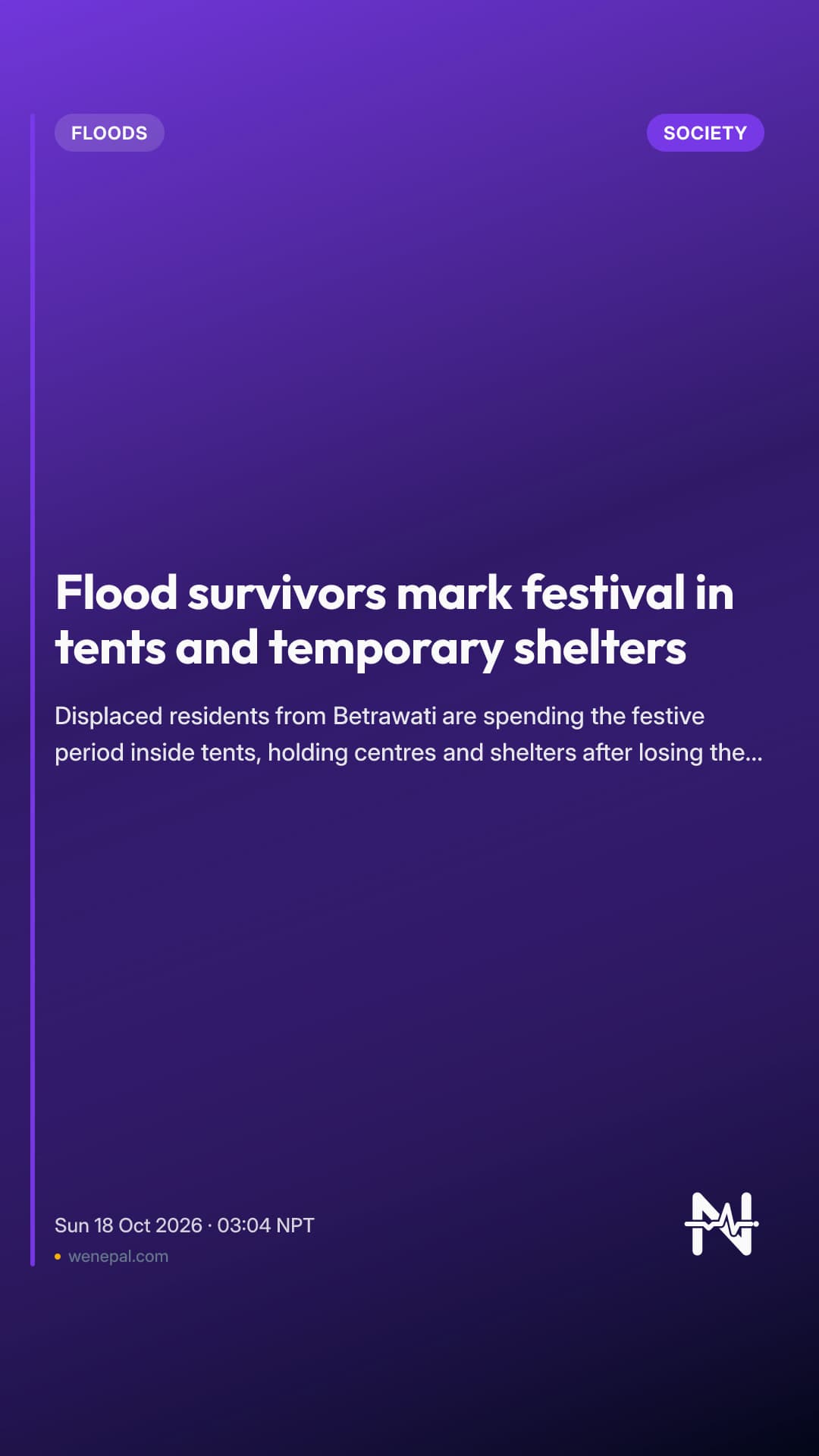 Flood survivors mark festival in tents and temporary shelters
