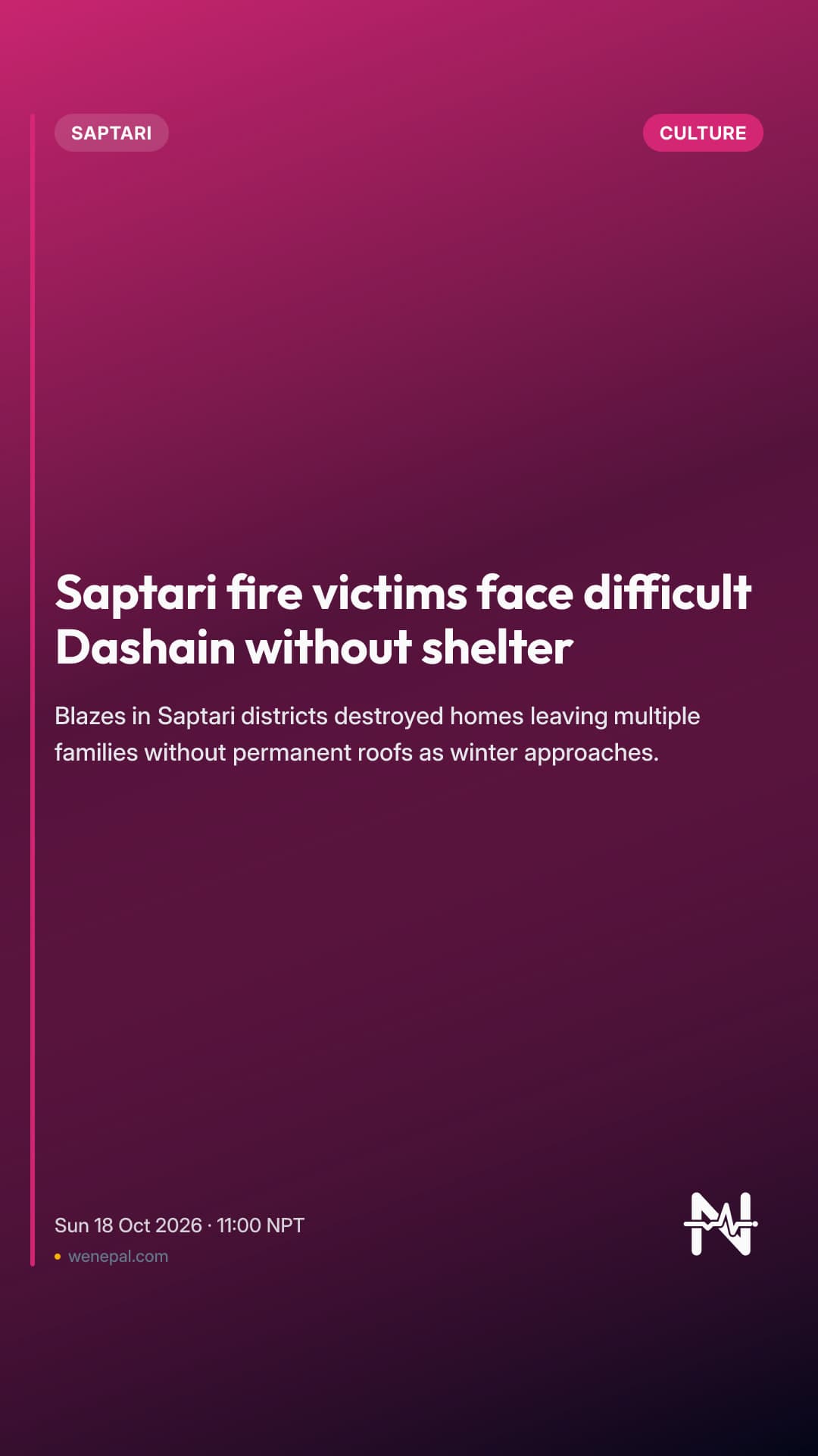Saptari fire victims face difficult Dashain without shelter