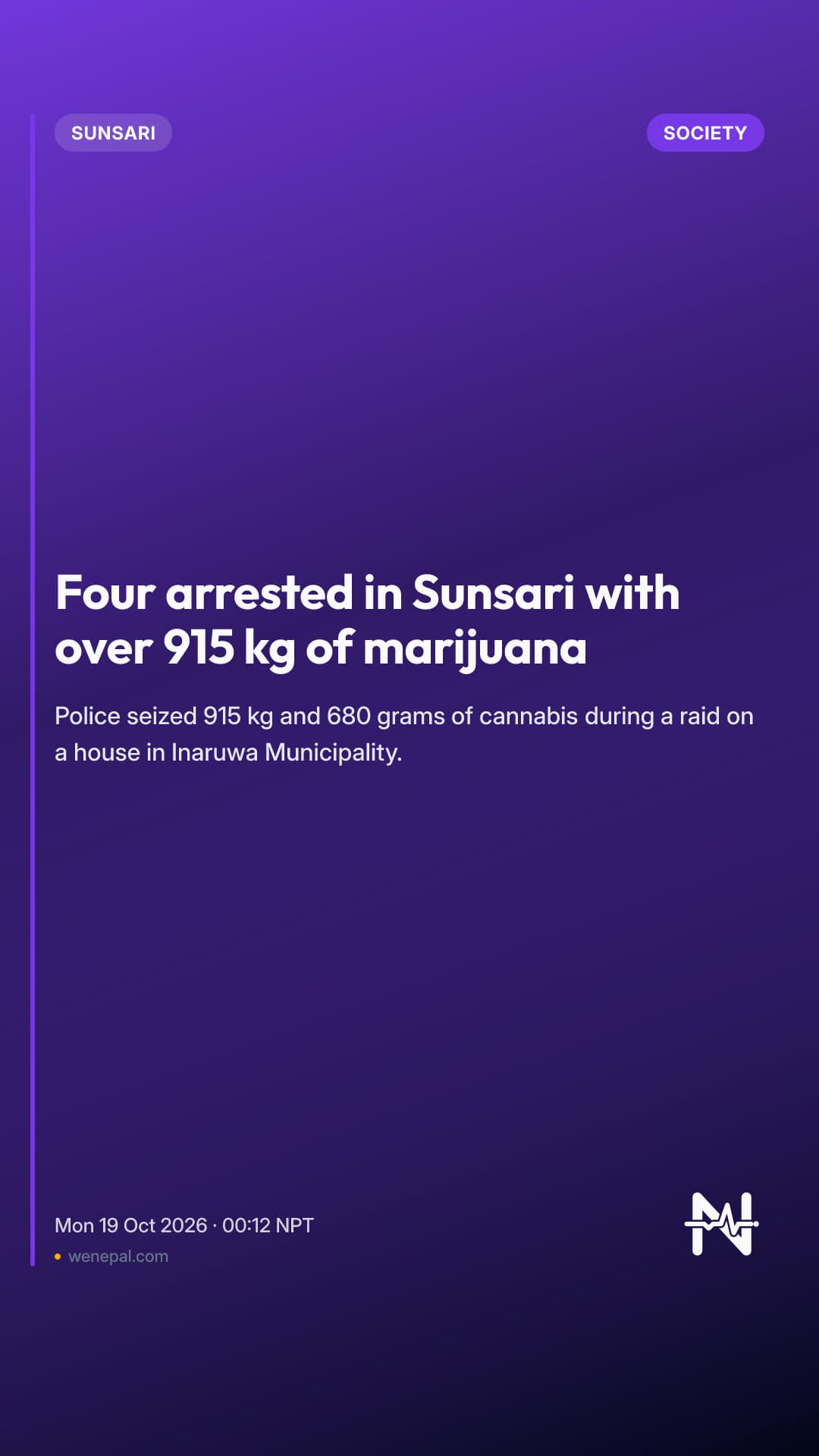 Four arrested in Sunsari with over 915 kg of marijuana