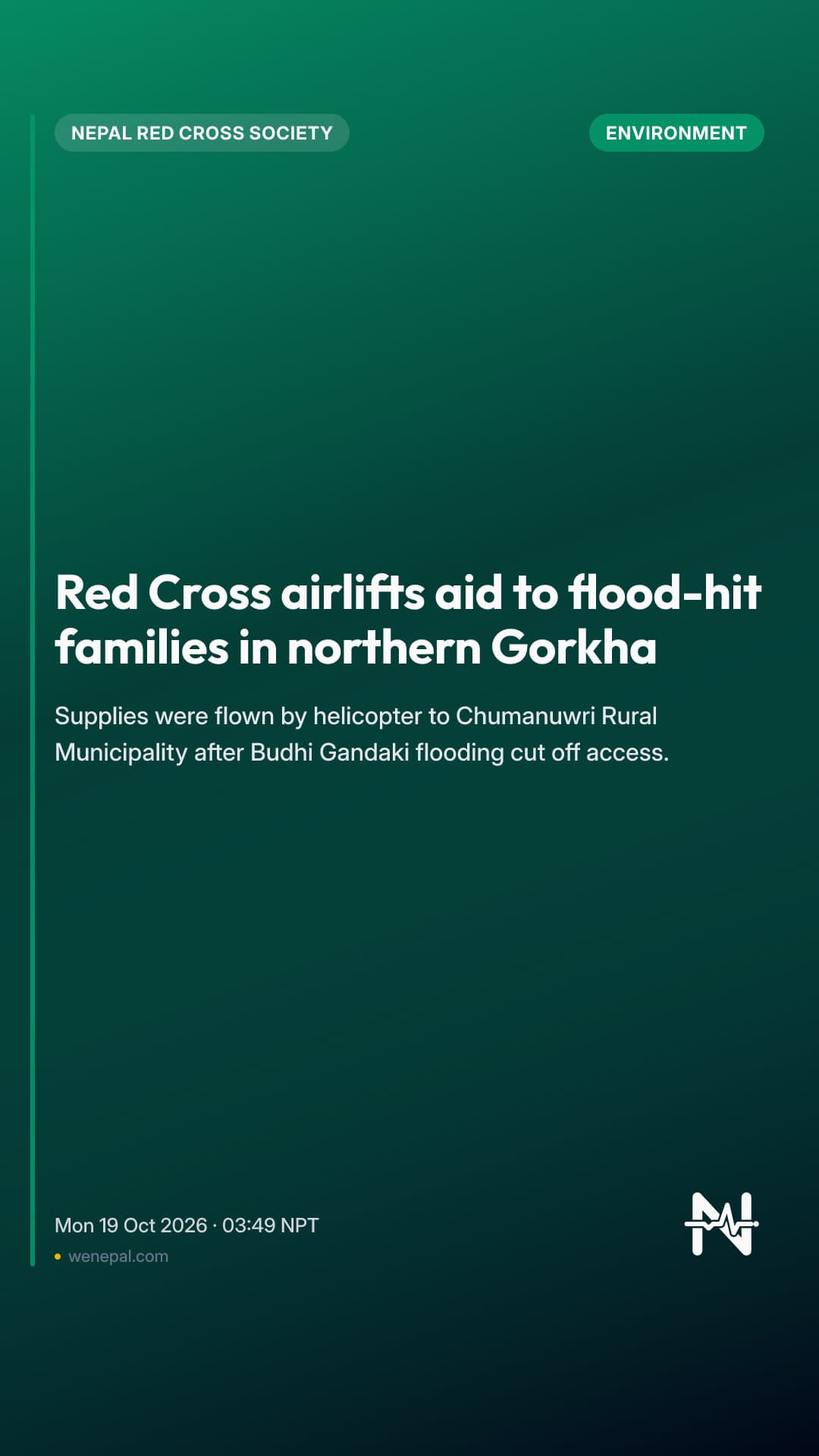 Red Cross airlifts aid to flood-hit families in northern Gorkha