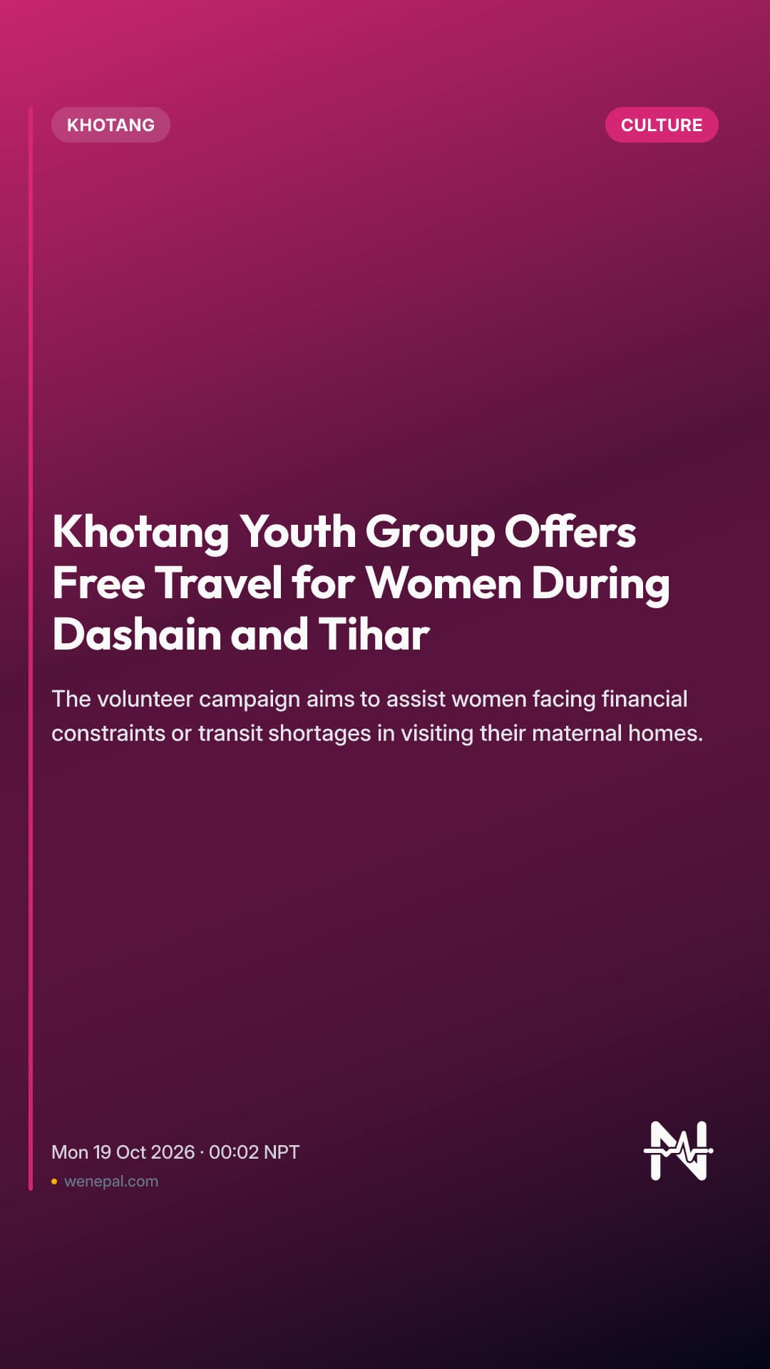 Khotang Youth Group Offers Free Travel for Women During Dashain and Tihar