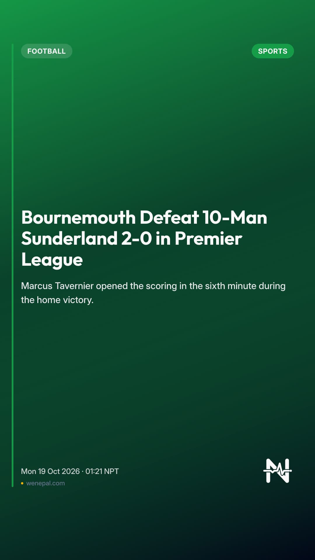 Bournemouth Defeat 10-Man Sunderland 2-0 in Premier League