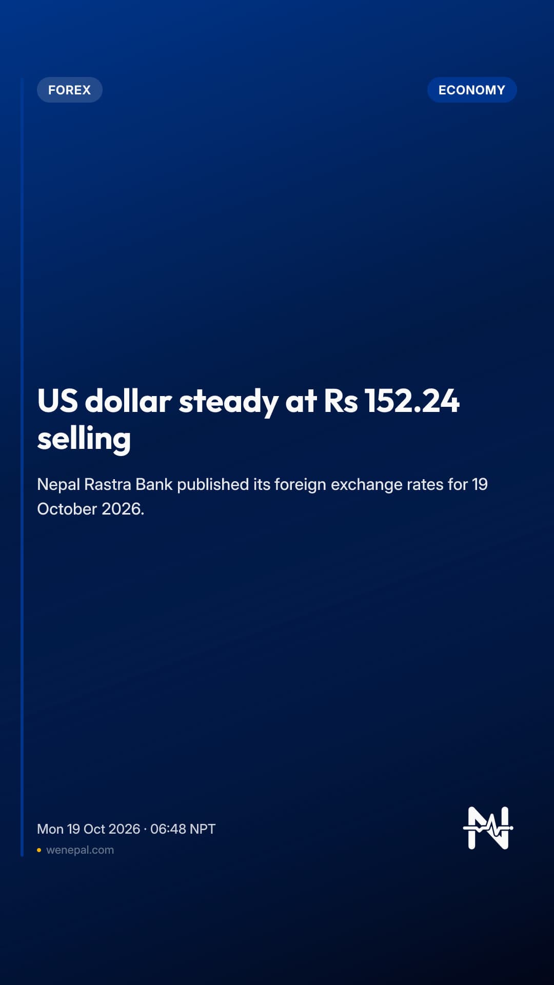 US dollar steady at Rs 152.24 selling