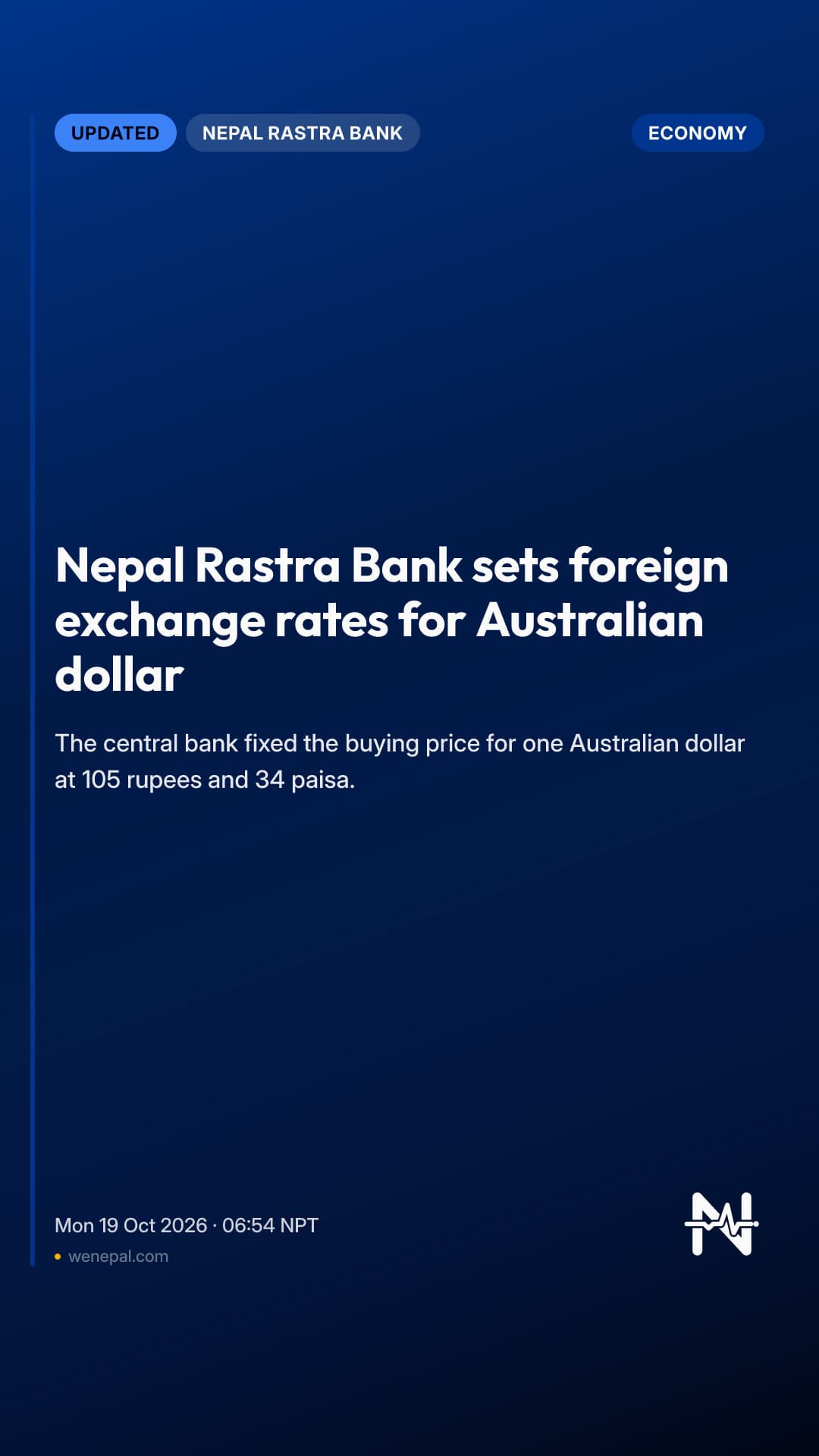 Nepal Rastra Bank sets foreign exchange rates for Australian dollar