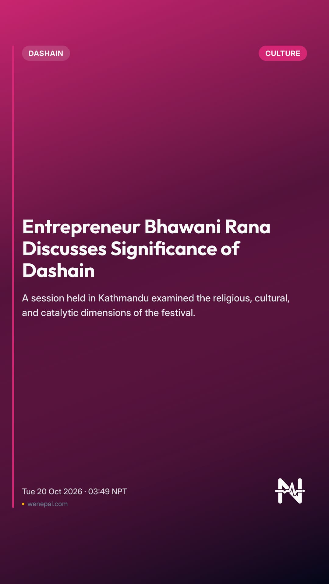 Entrepreneur Bhawani Rana Discusses Significance of Dashain