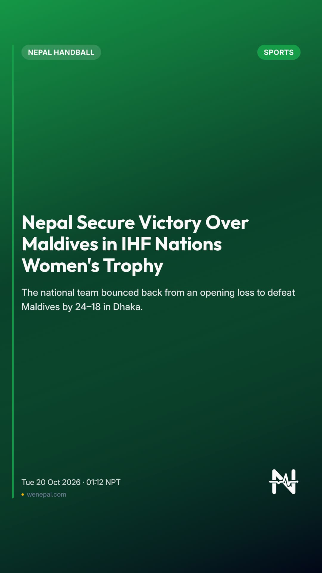 Nepal Secure Victory Over Maldives in IHF Nations Women's Trophy