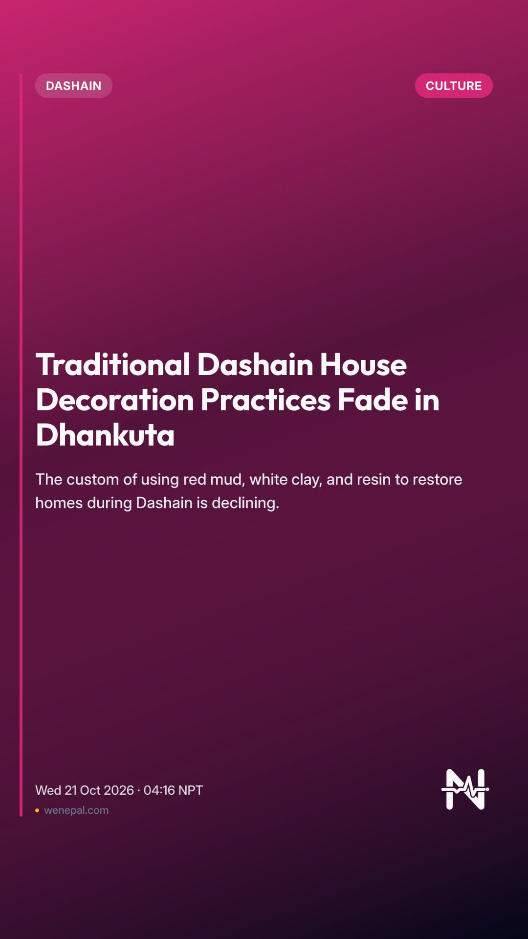 Traditional Dashain House Decoration Practices Fade in Dhankuta