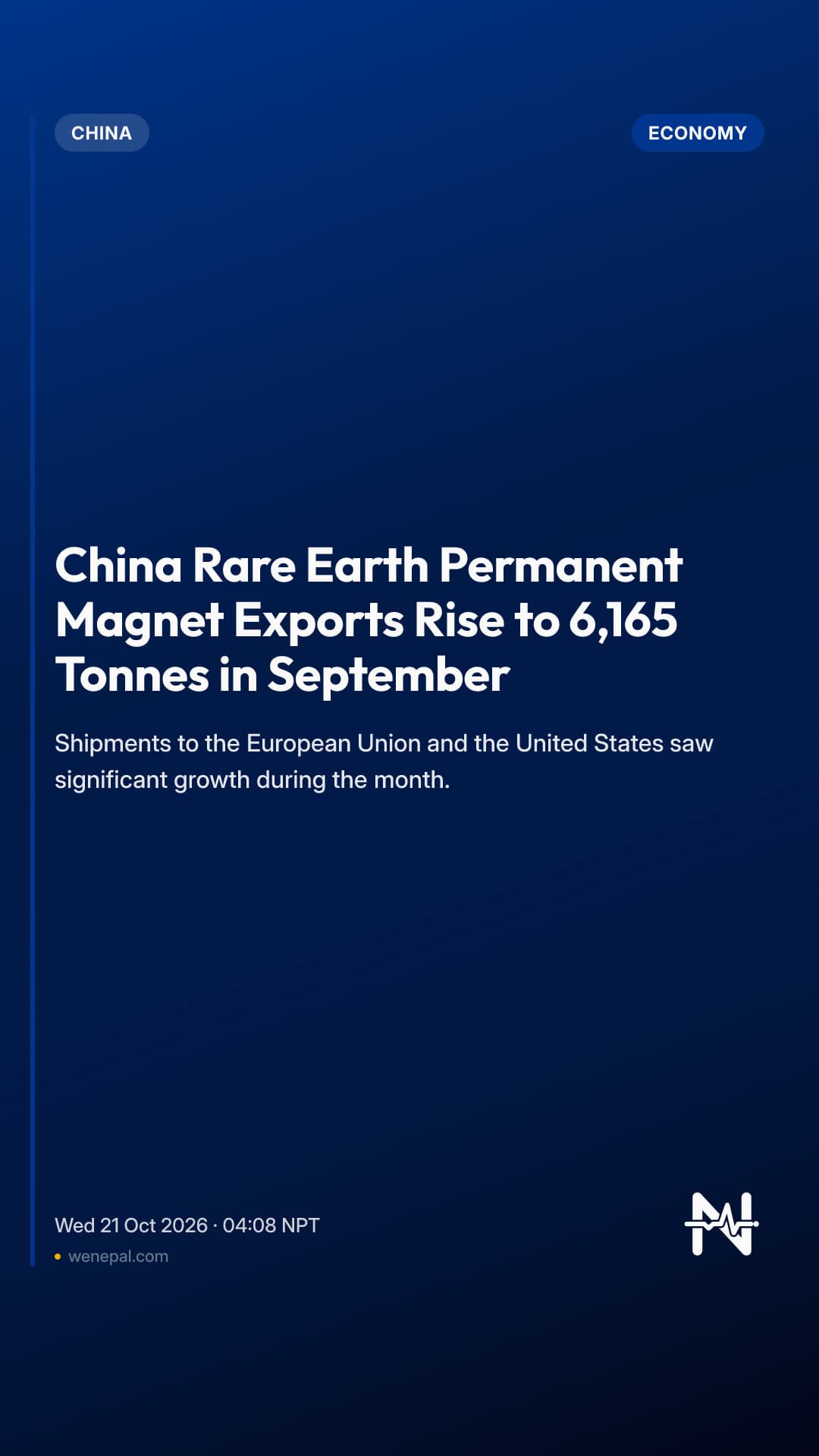 China Rare Earth Permanent Magnet Exports Rise to 6,165 Tonnes in September