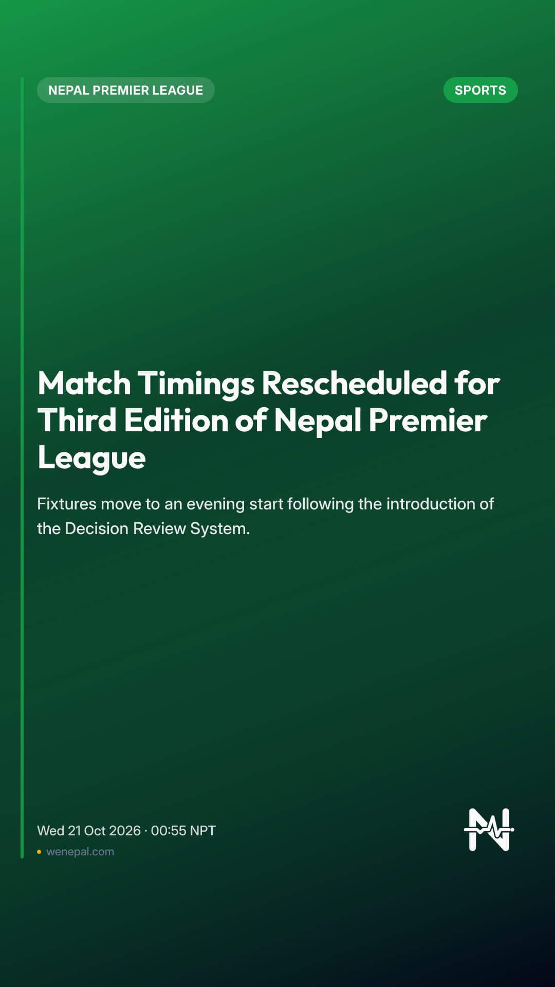 Match Timings Rescheduled for Third Edition of Nepal Premier League