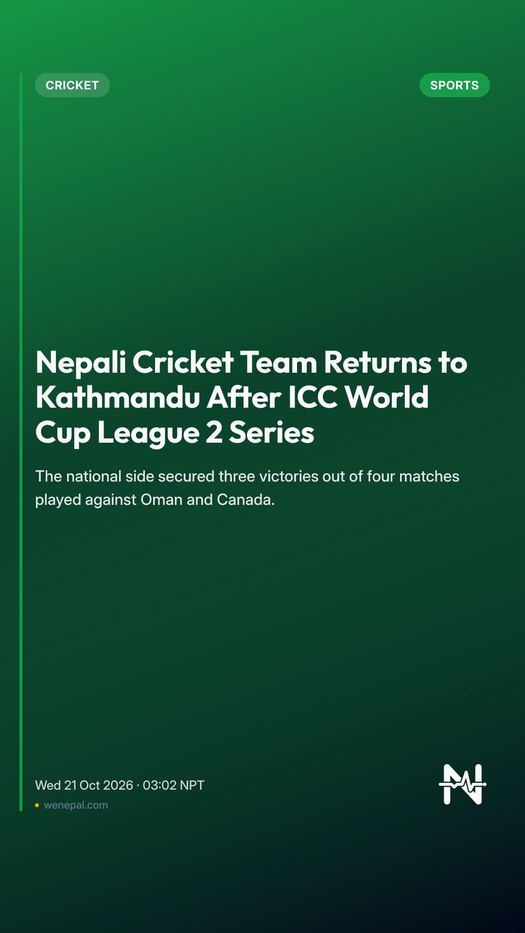 Nepali Cricket Team Returns to Kathmandu After ICC World Cup League 2 Series