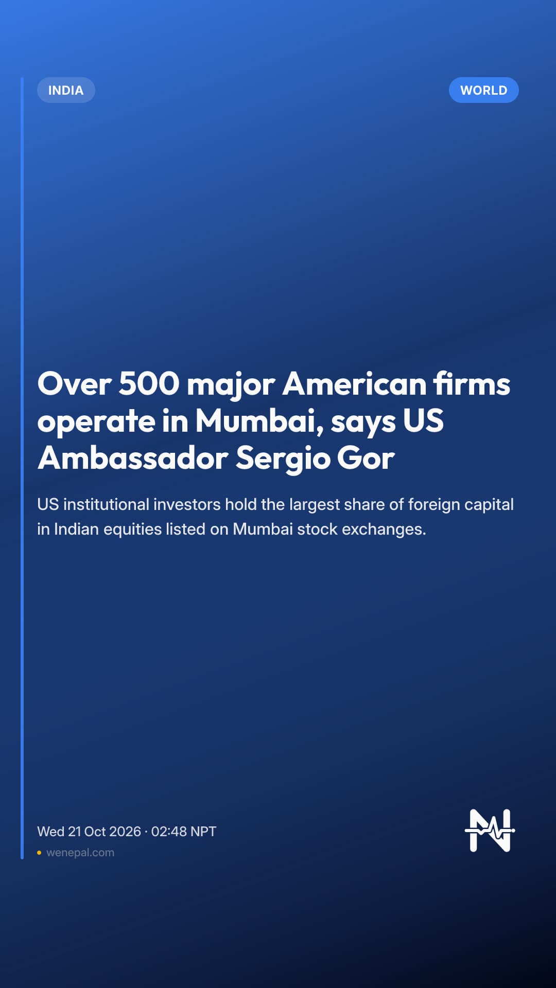 Over 500 major American firms operate in Mumbai, says US Ambassador Sergio Gor