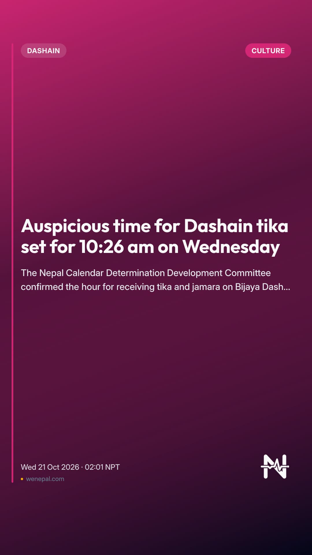 Auspicious time for Dashain tika set for 10:26 am on Wednesday