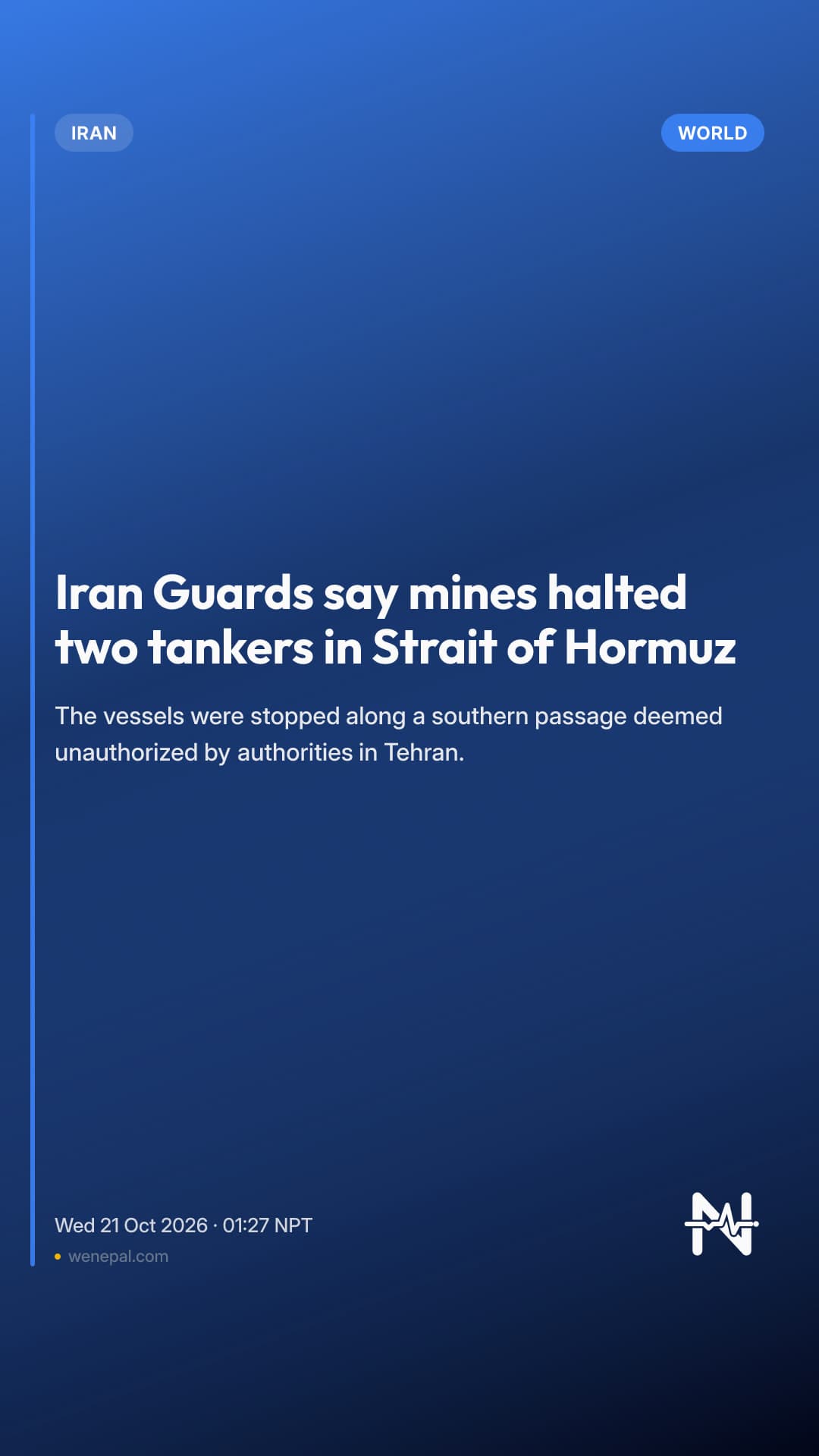 Iran Guards say mines halted two tankers in Strait of Hormuz