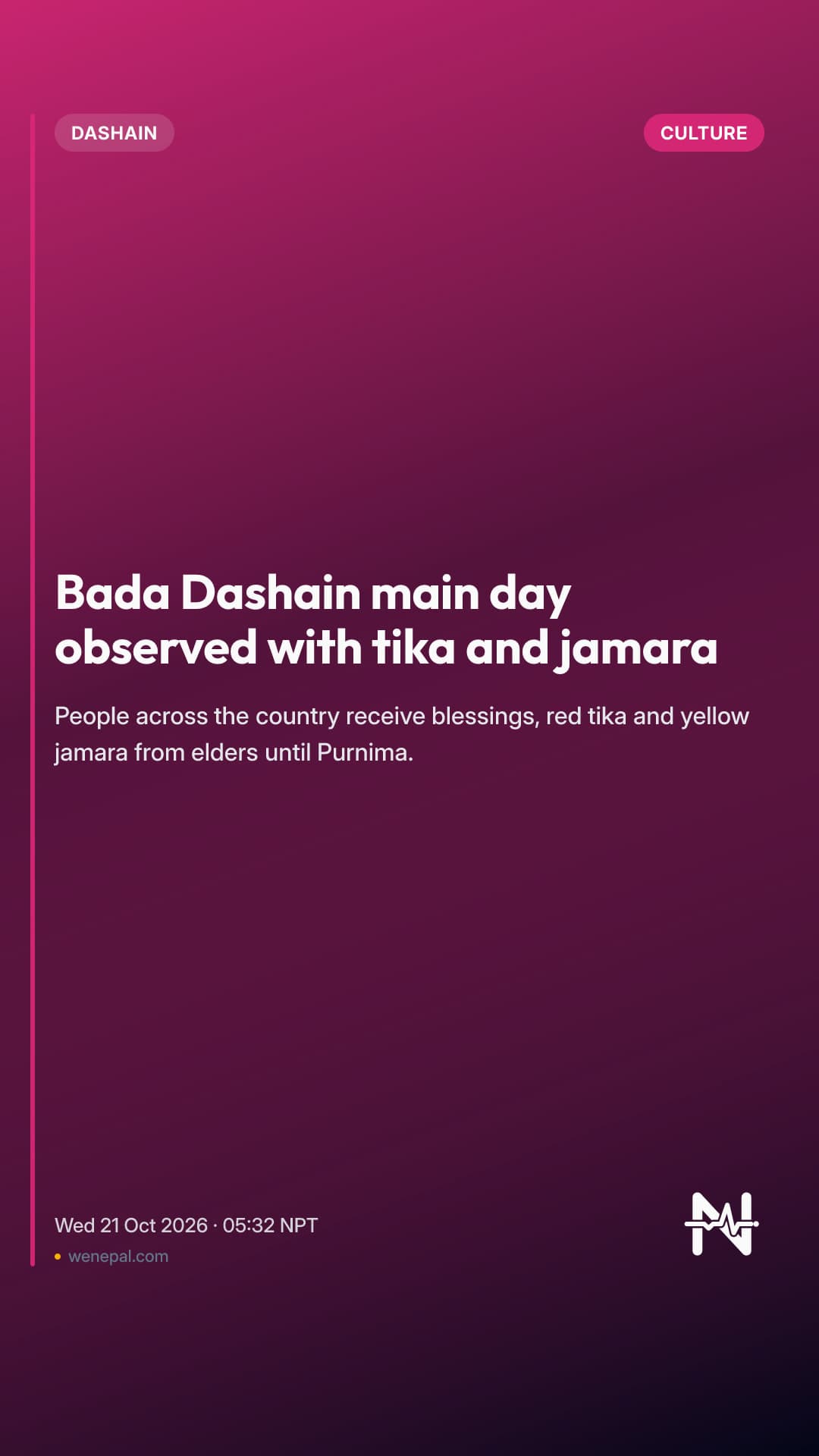 Bada Dashain main day observed with tika and jamara