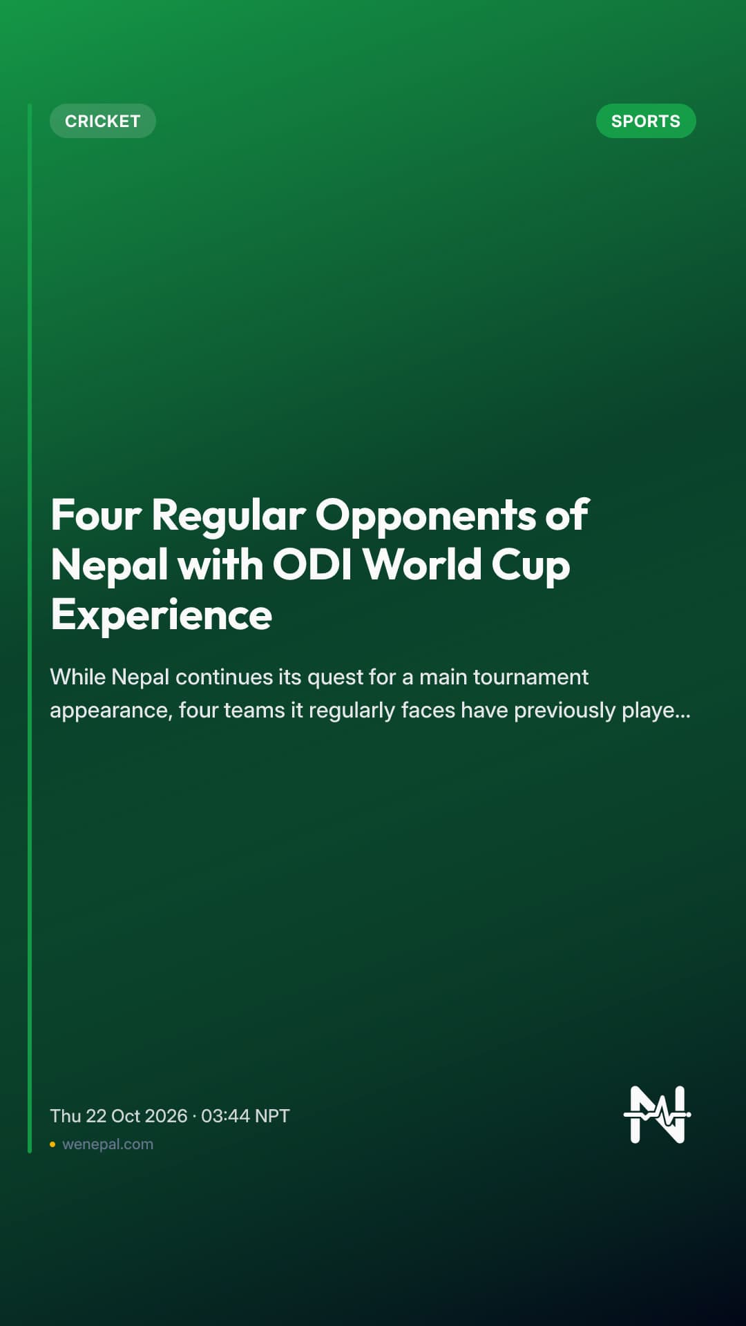 Four Regular Opponents of Nepal with ODI World Cup Experience