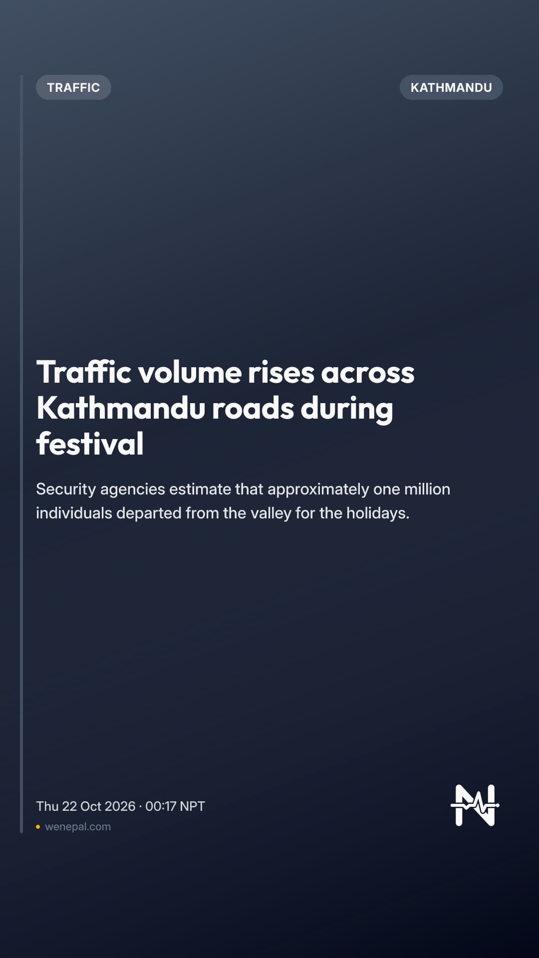 Traffic volume rises across Kathmandu roads during festival