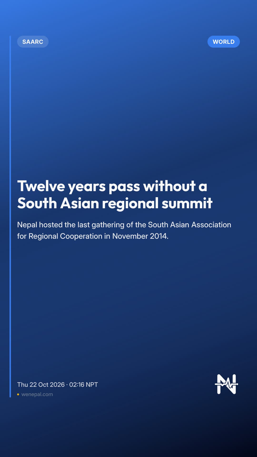 Twelve years pass without a South Asian regional summit