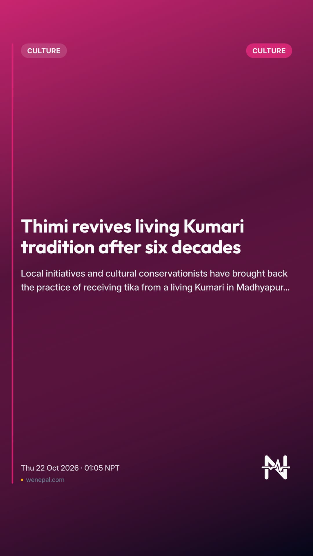 Thimi revives living Kumari tradition after six decades