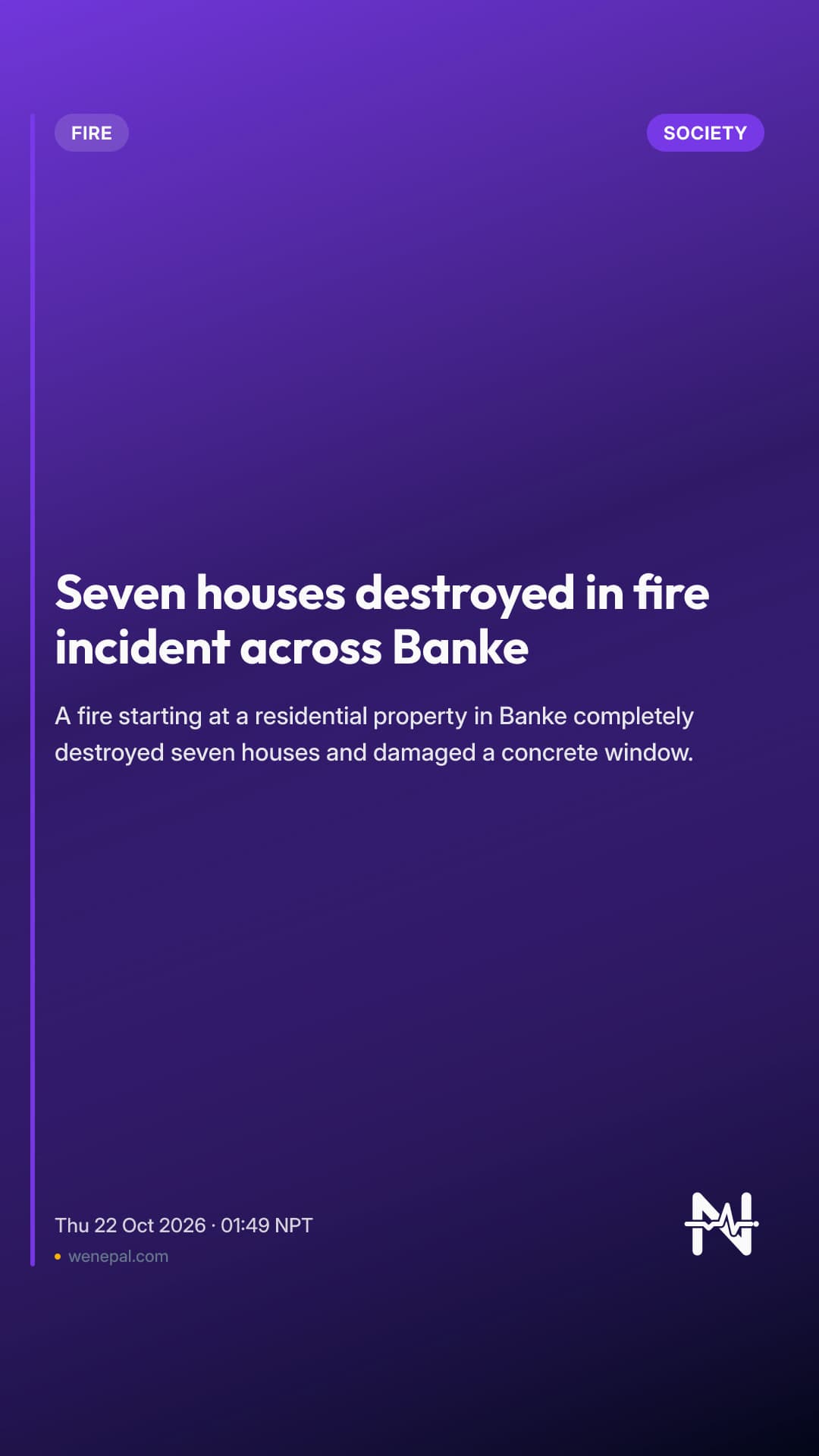 Seven houses destroyed in fire incident across Banke