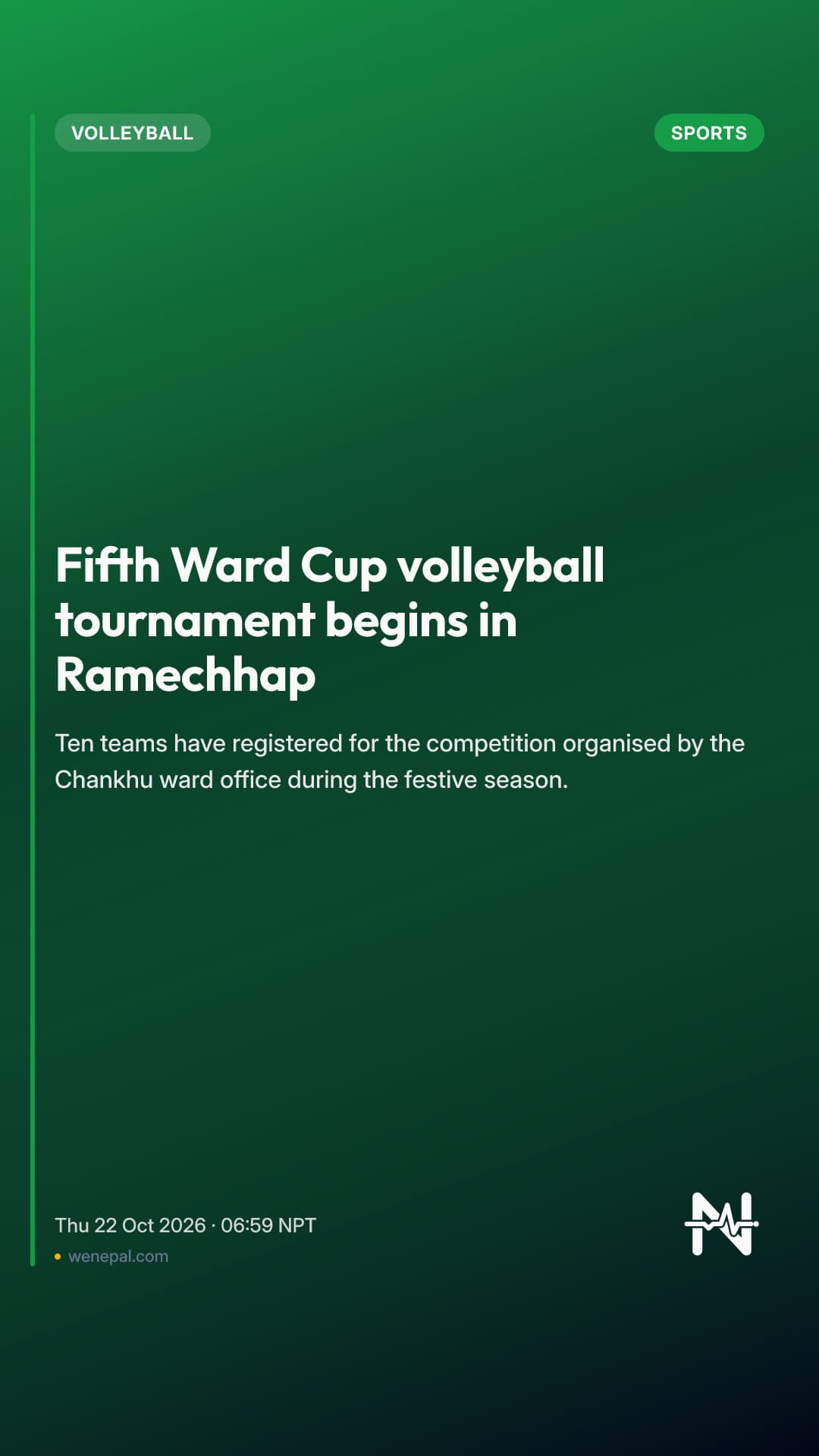 Fifth Ward Cup volleyball tournament begins in Ramechhap